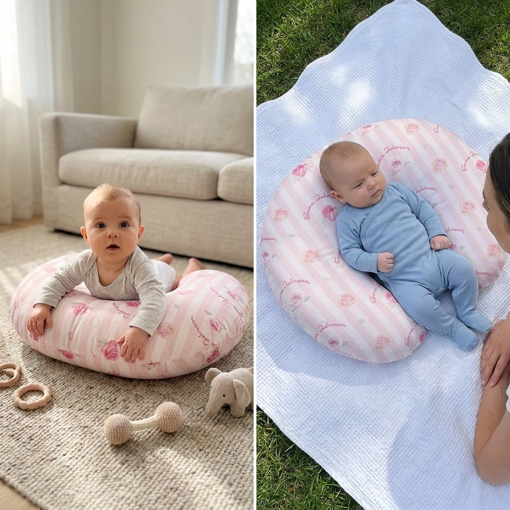 Personalized Nursing Pillow Cover in Rosy
