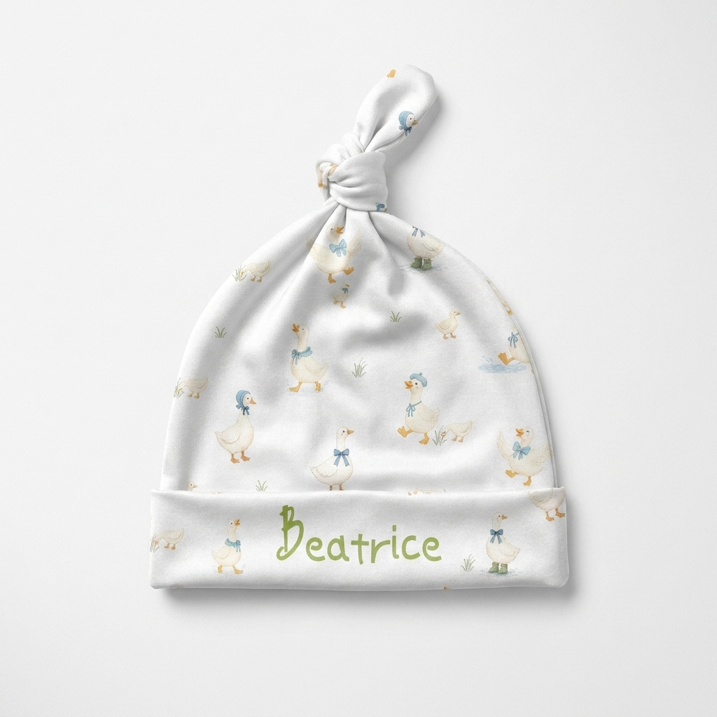 Personalized Knotted Hat in Silly Goose