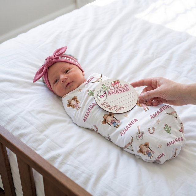 Personalized Swaddle in Western Girl