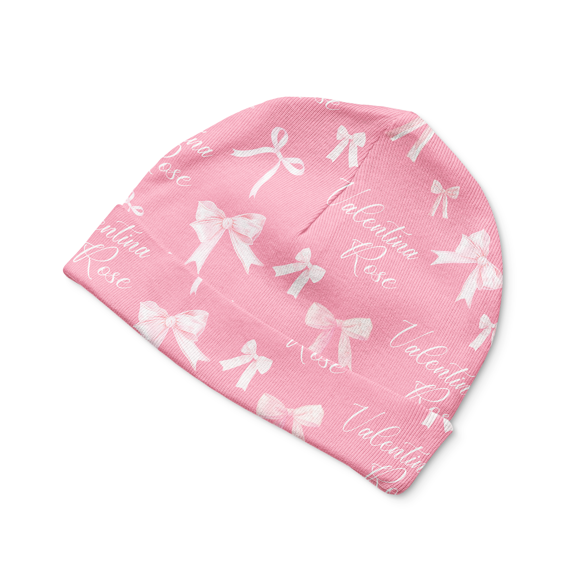 Personalized Beanie in Pink Coquette Bow