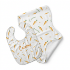 Personalized Bib and Burp Cloths in Carrot