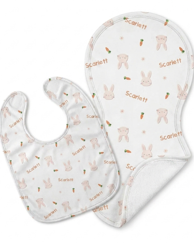 Personalized Bib and Burp Cloths in Tiny