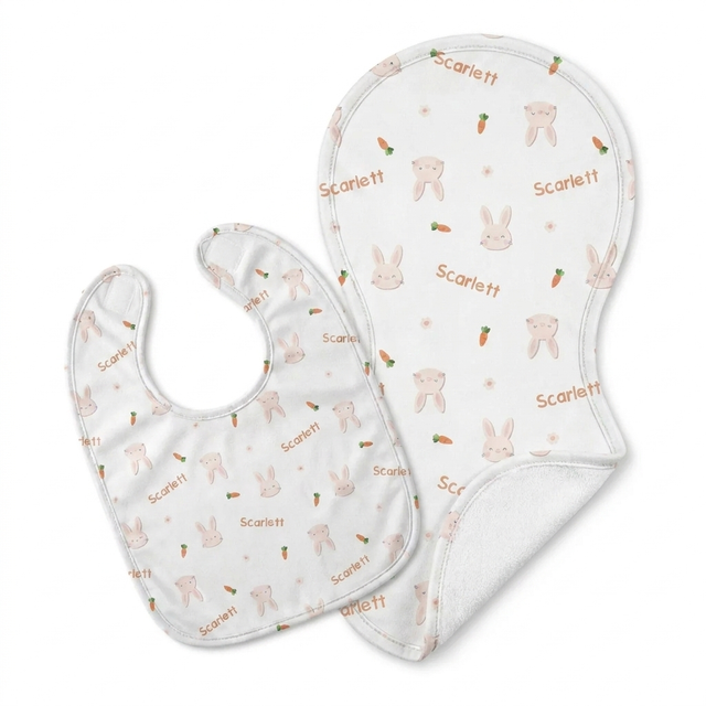 Personalized Bib and Burp Cloths in Tiny