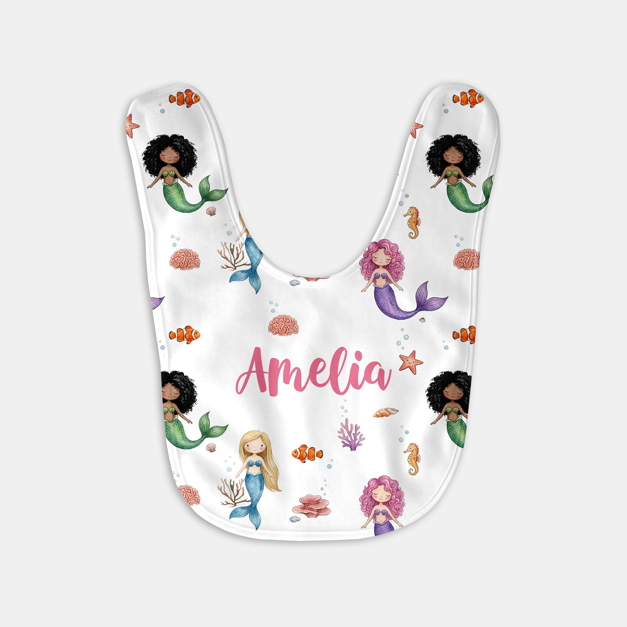 Personalized Bib and Burp Cloth Set in Little Mermaid