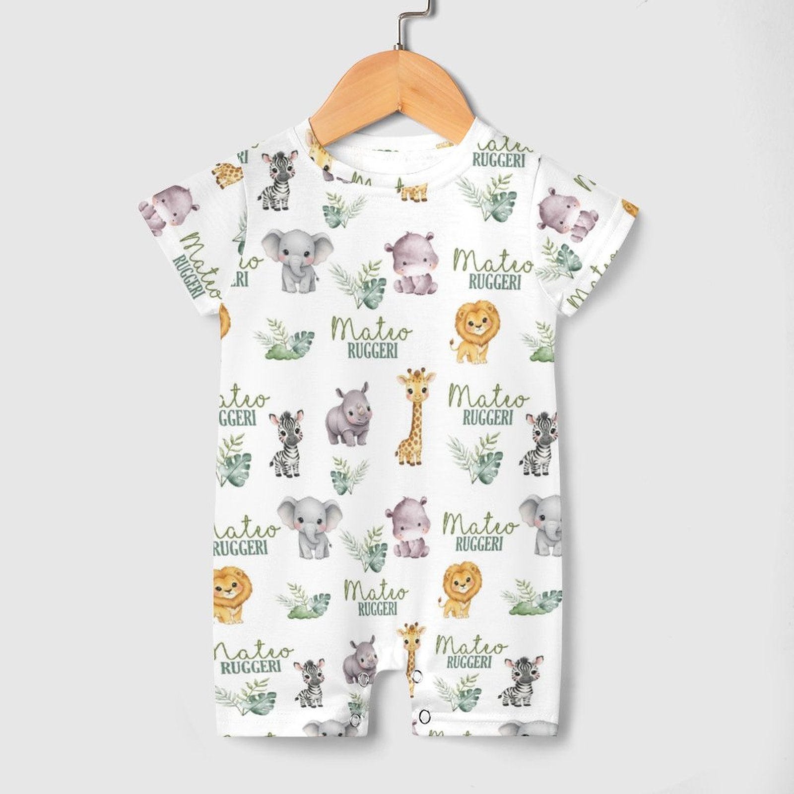 Personalized Bodysuit Romper in Safari Animal