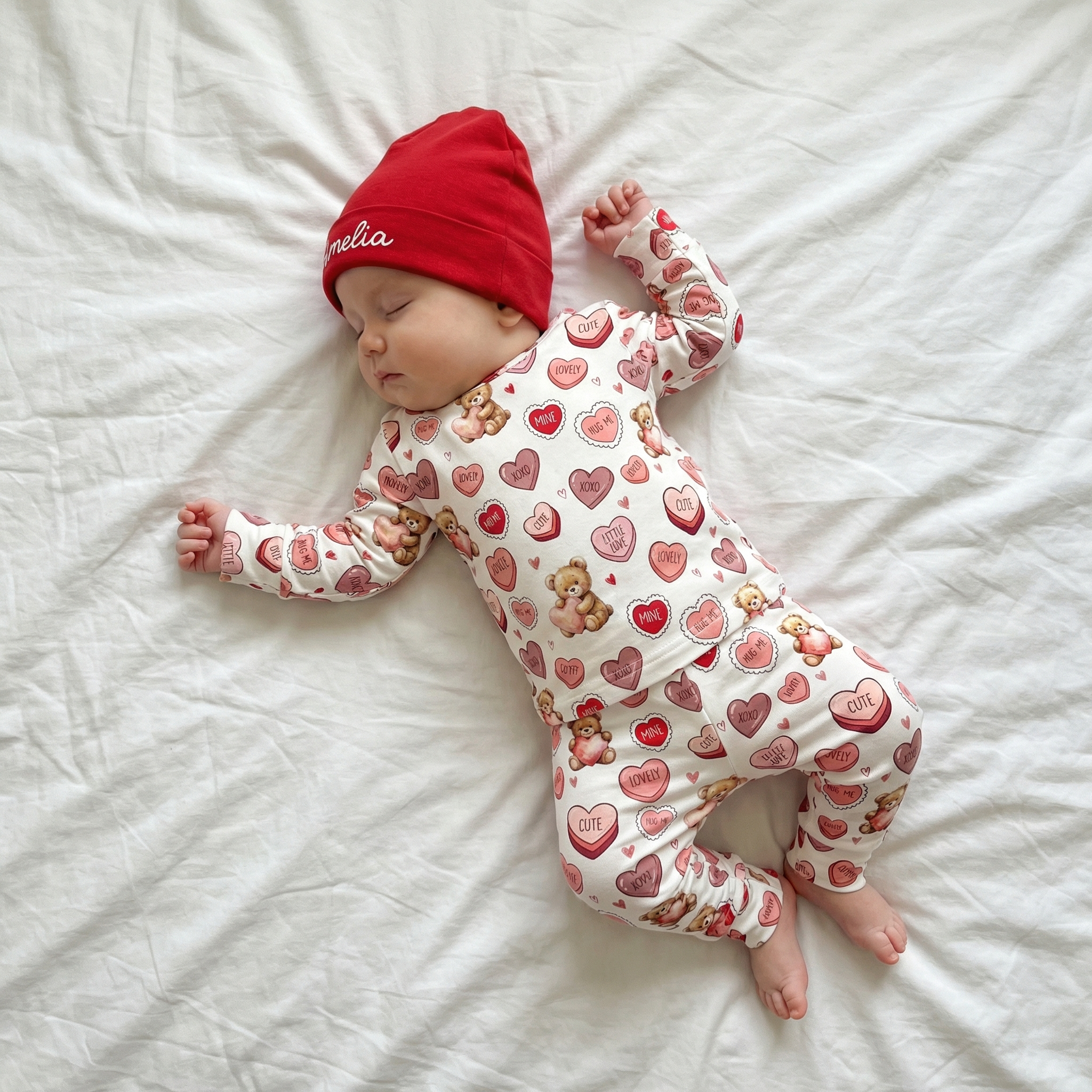 Pajama Set in Red Sweet Heart