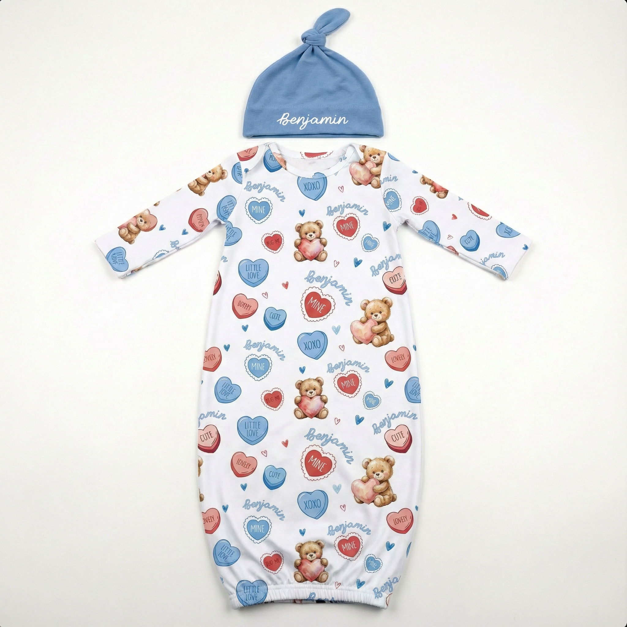 Personalized Sleep Gown in Blue Sweet Heart