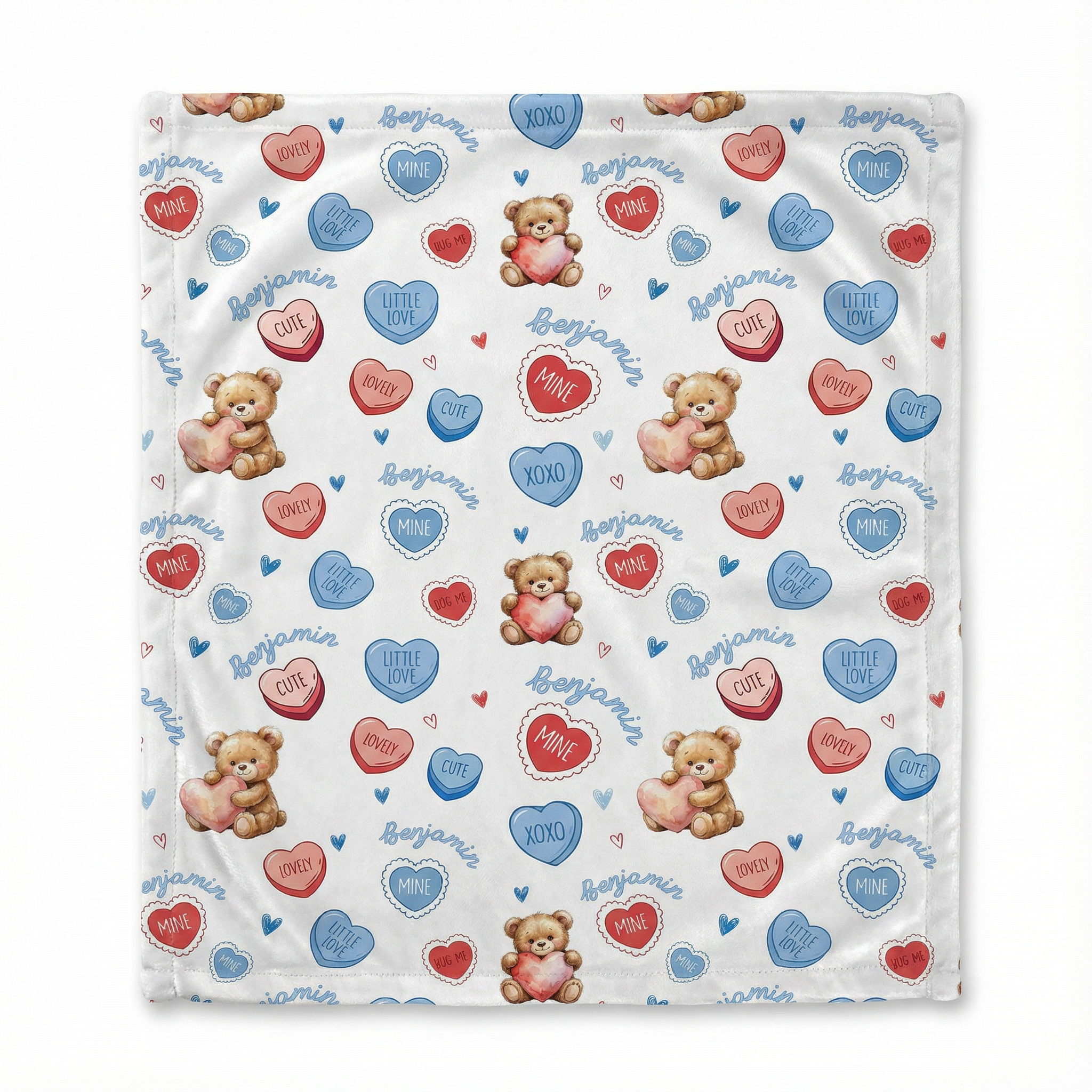 Personalized Lovey Blanket in Blue Sweet Heart