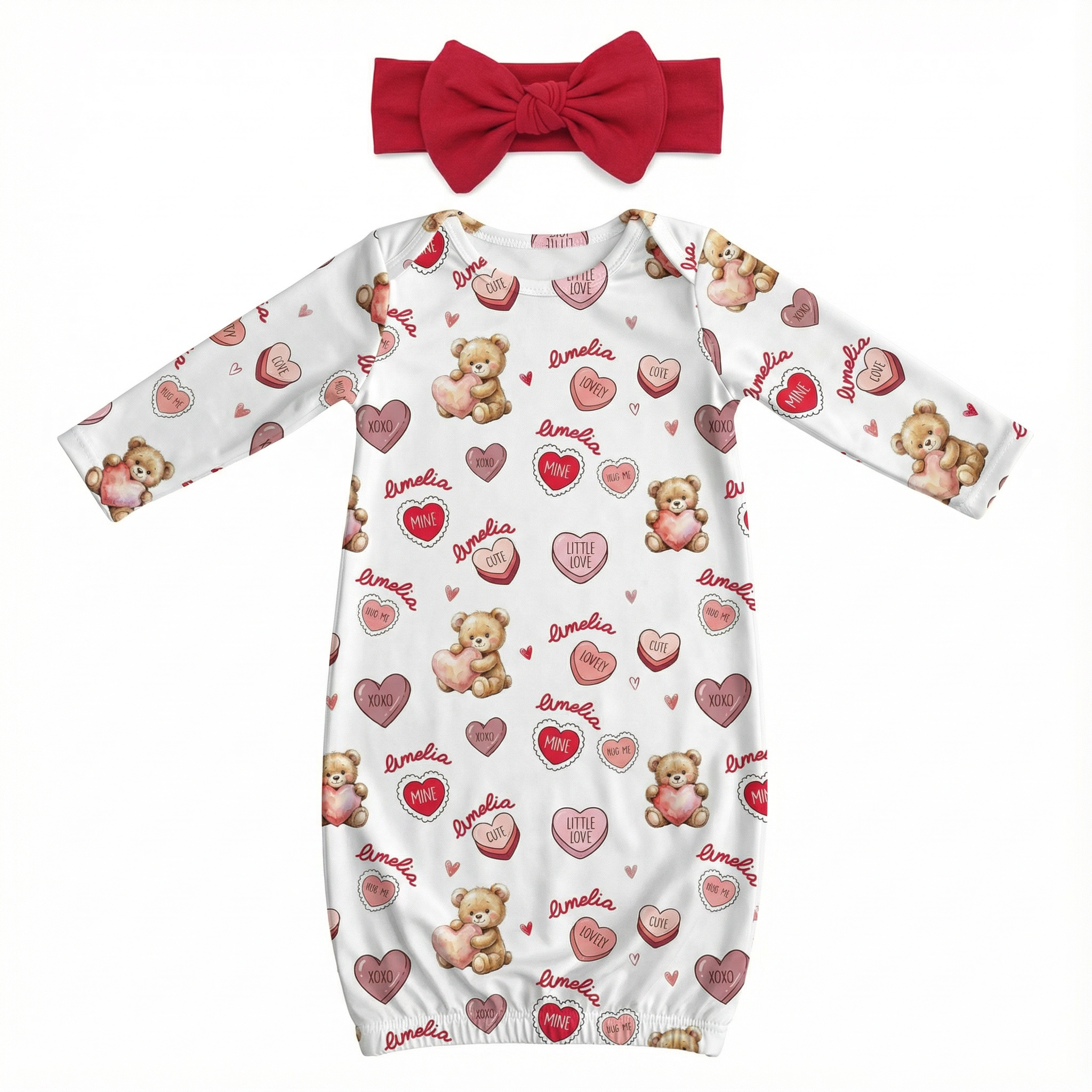 Personalized Sleep Gown in Red Sweet Heart