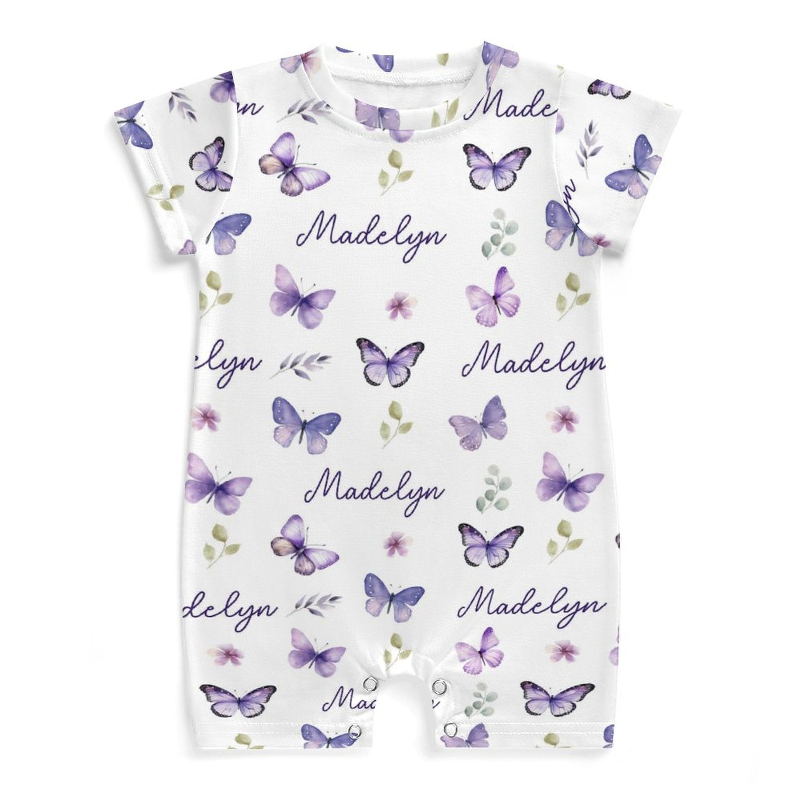 Personalized Bodysuit Romper in Purple Butterfly