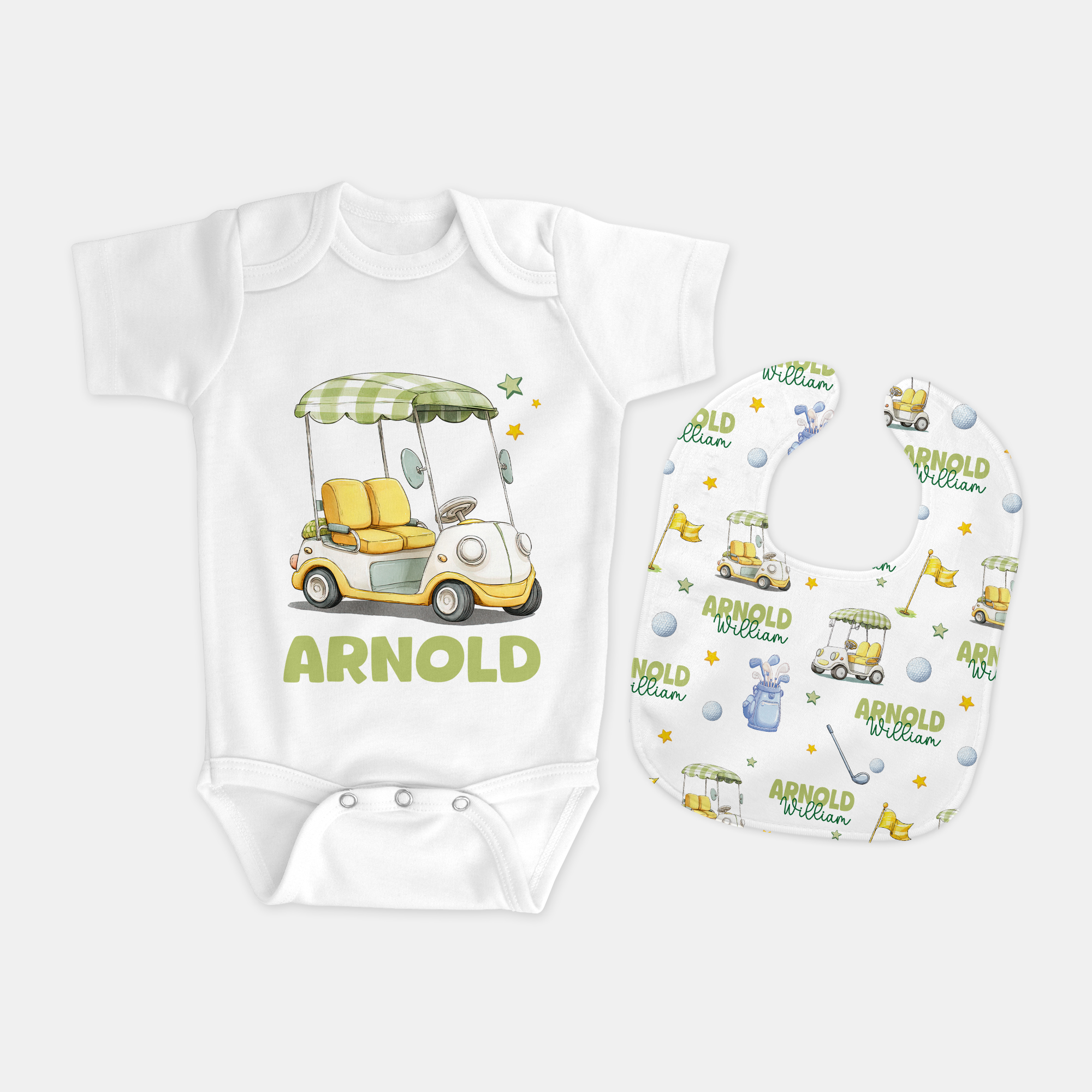 Personalized Bib and Burp Cloth Set in Country Club Cuties