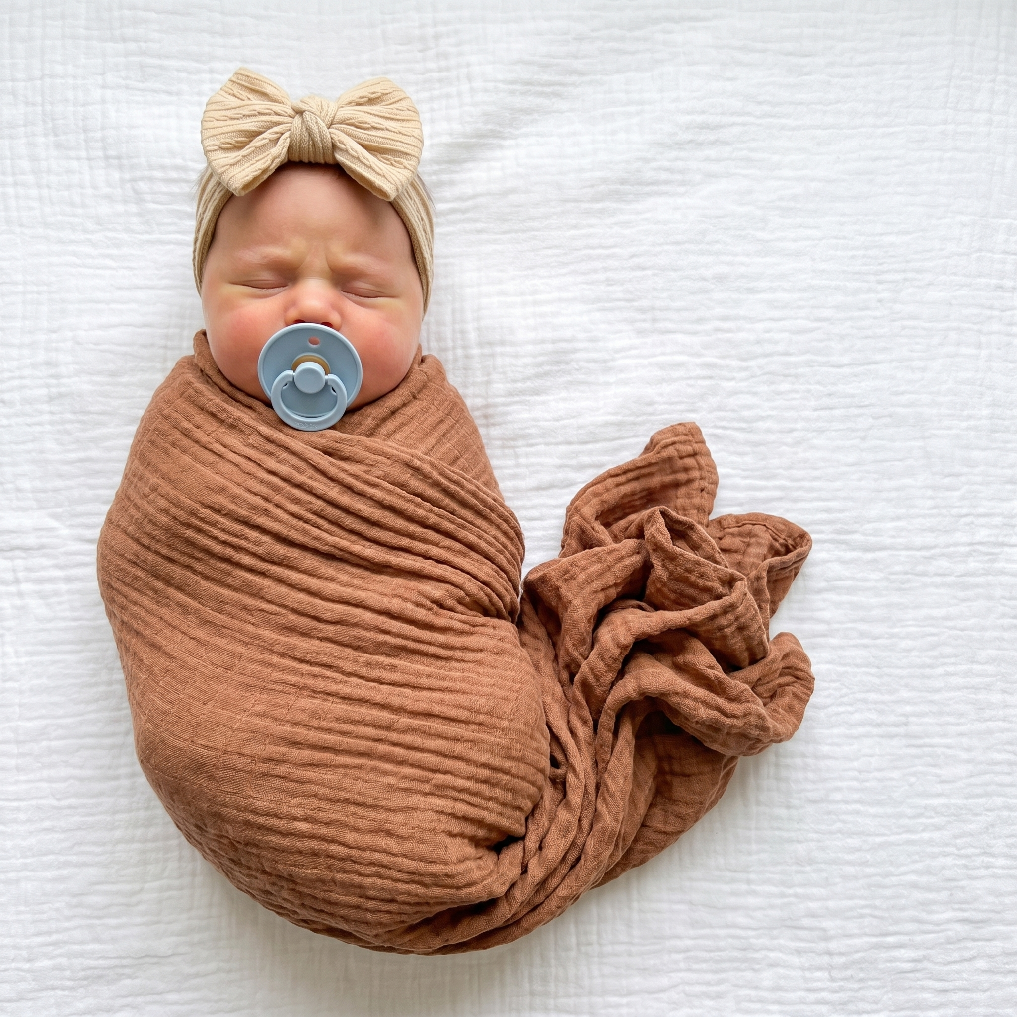 Soft Knit Bow Headband in Khaki