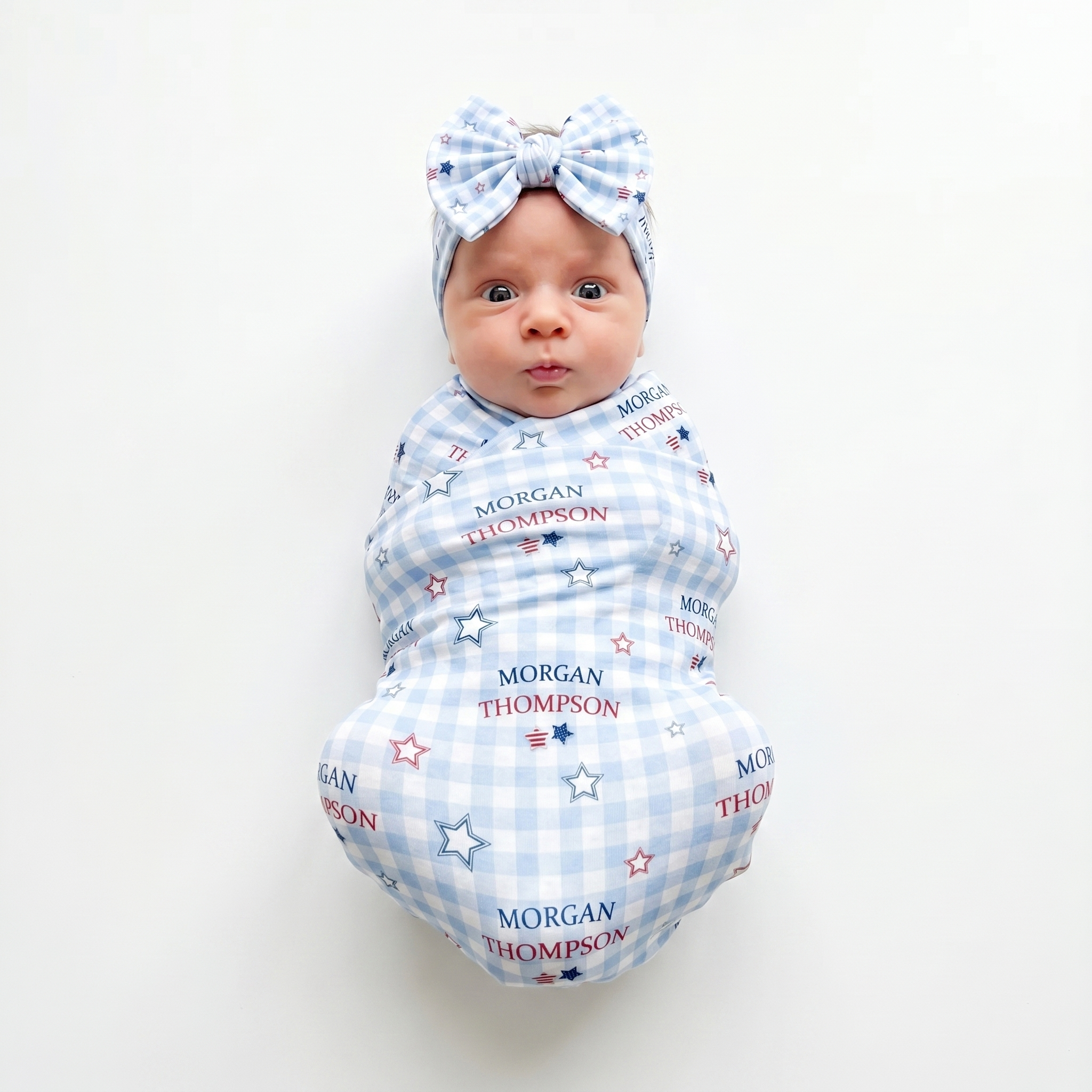 Personalized Swaddle in Star-Spangled Sky