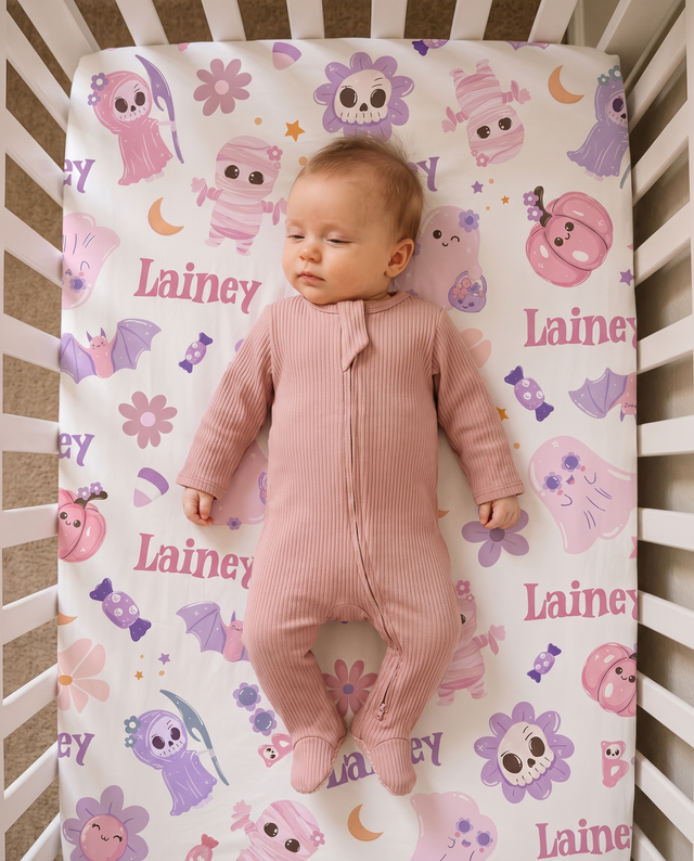 Personalized Crib Sheet in Blush Boo