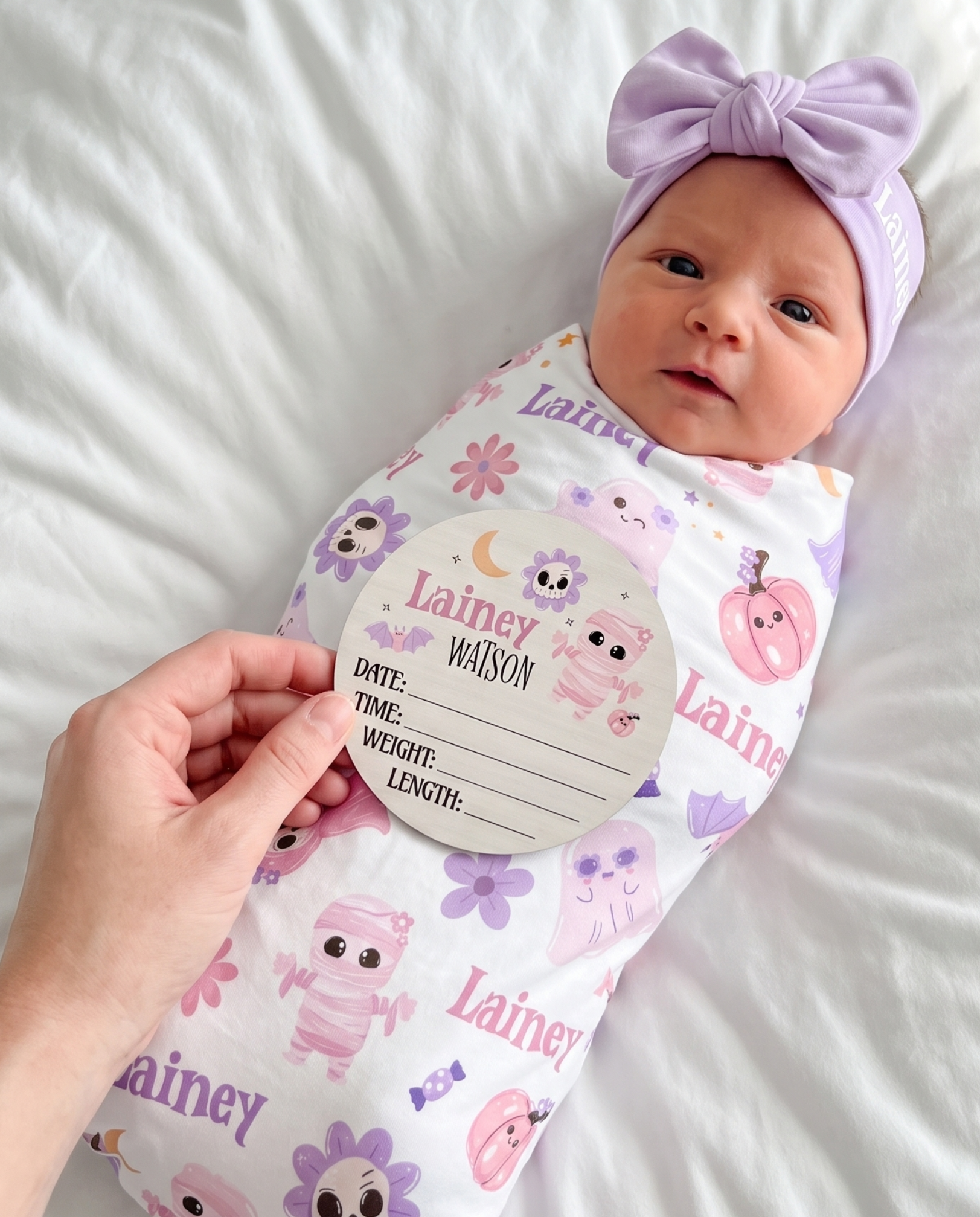 Personalized Wood Sign in Blush Boo