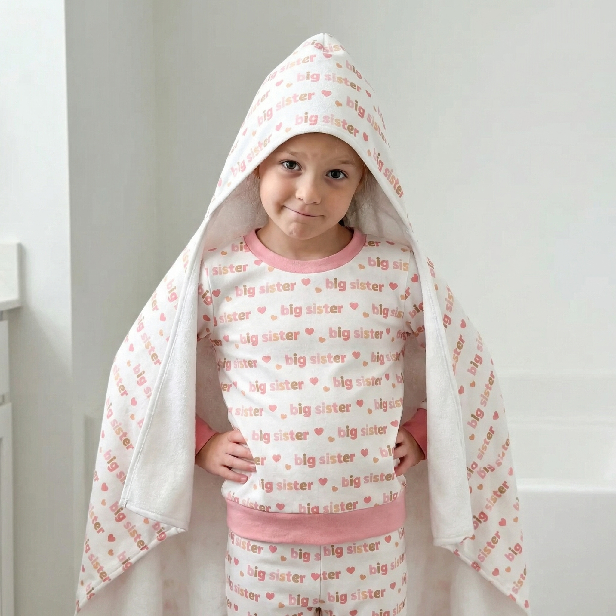 Kids Hooded Towel in Big Sister