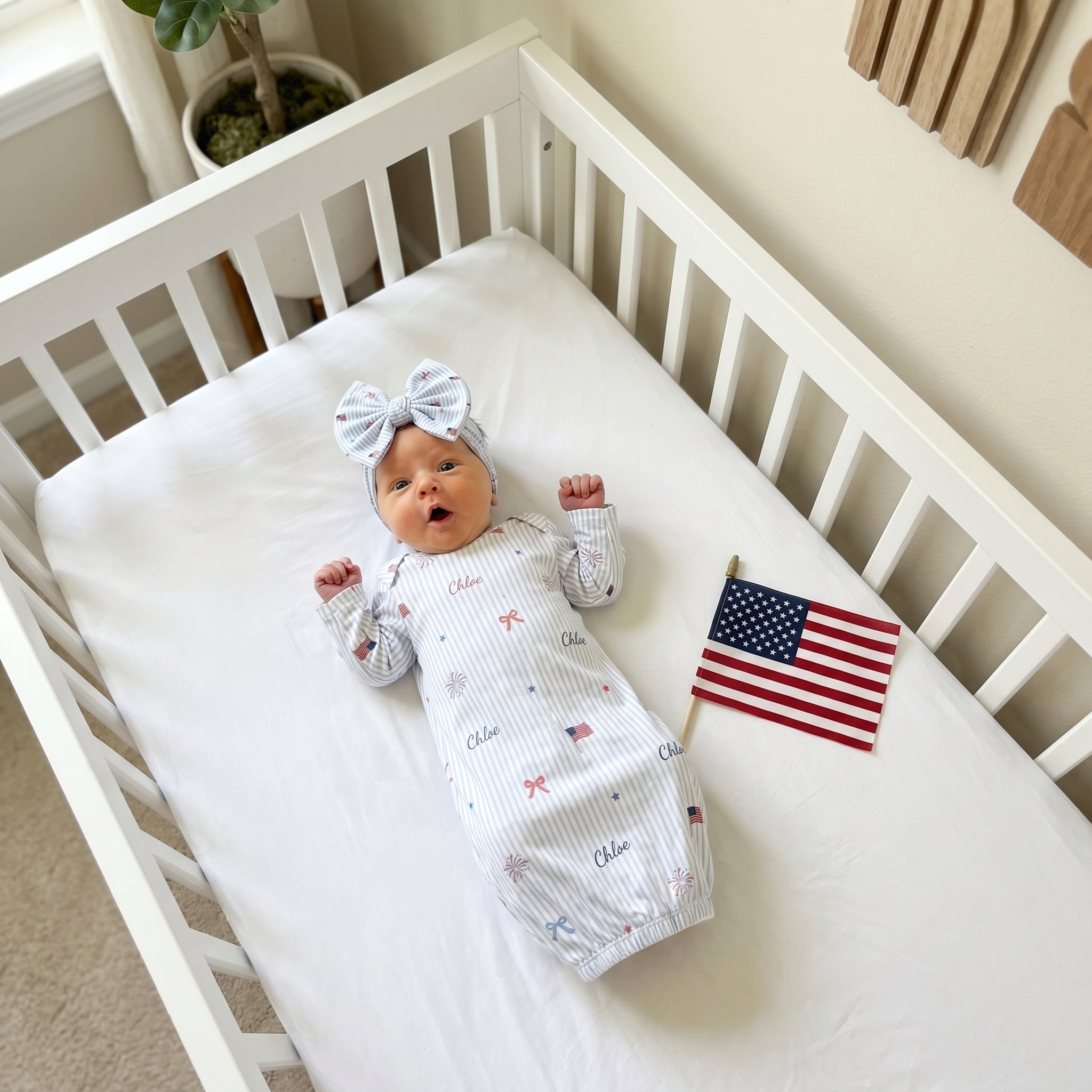 Personalized Sleep Gown in Patriotic