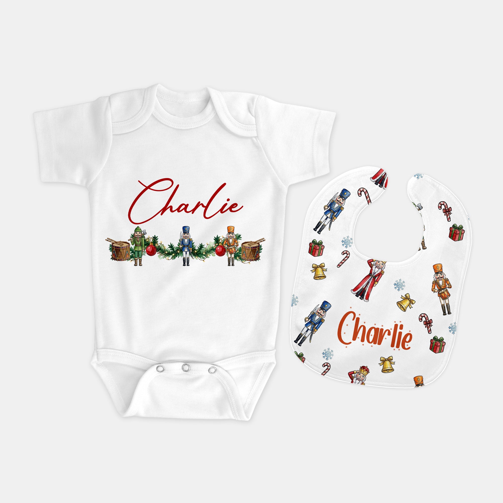 Personalized Bib and Burp Cloth Set in Nutcracker