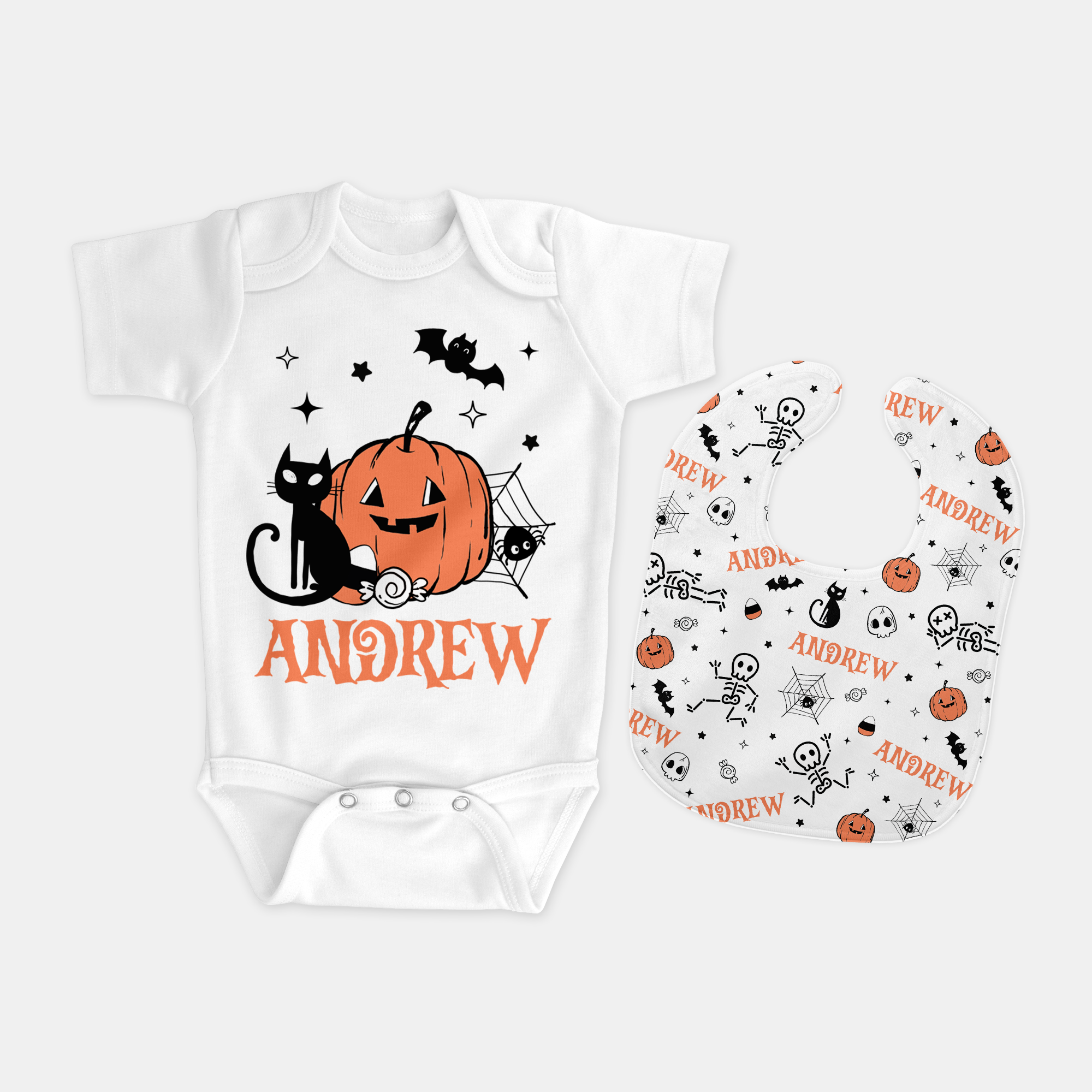 Personalized Bib and Burp Cloth Set in Bony Boo