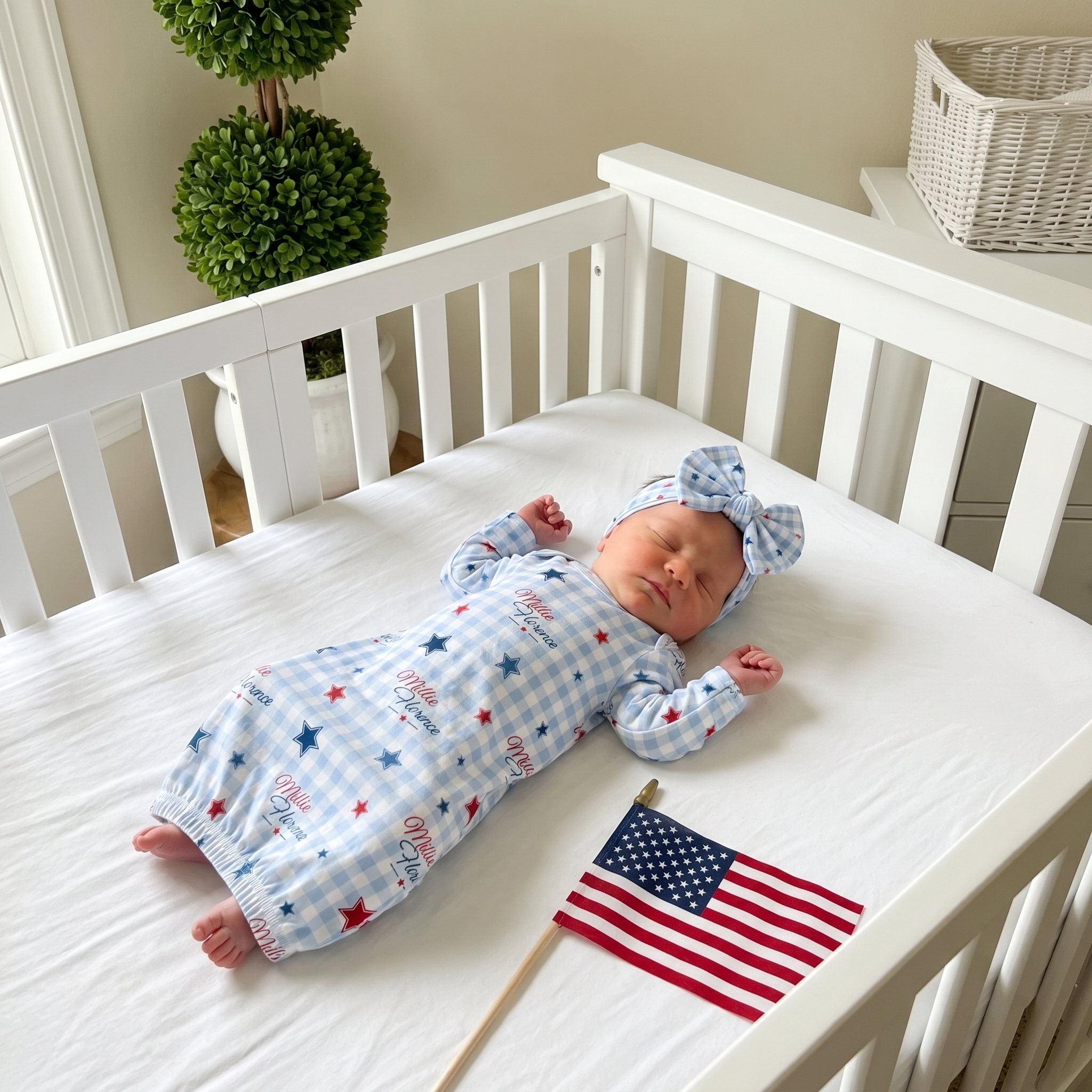 Personalized Sleep Gown in Red, Blue and Star