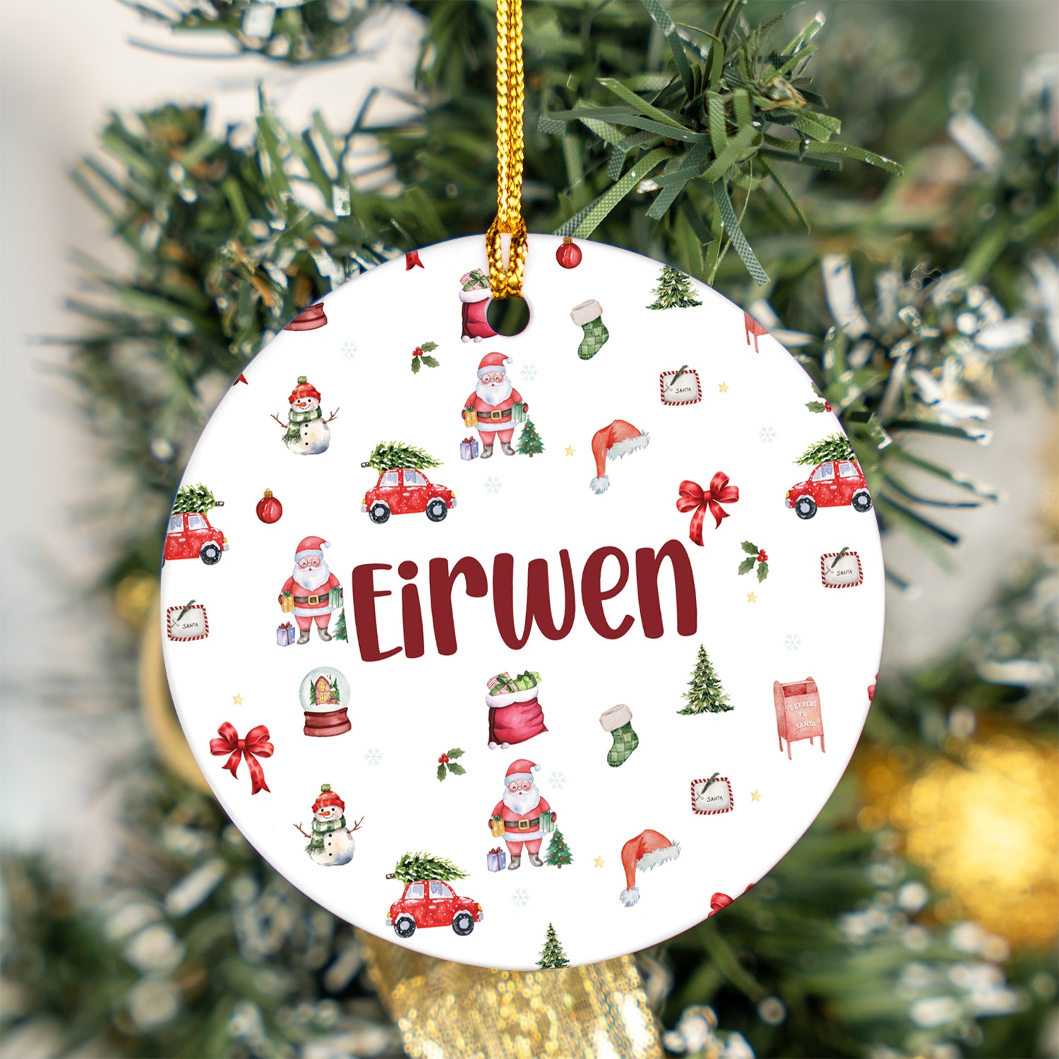 Personalized Ceramic Ornament in Christmas Day