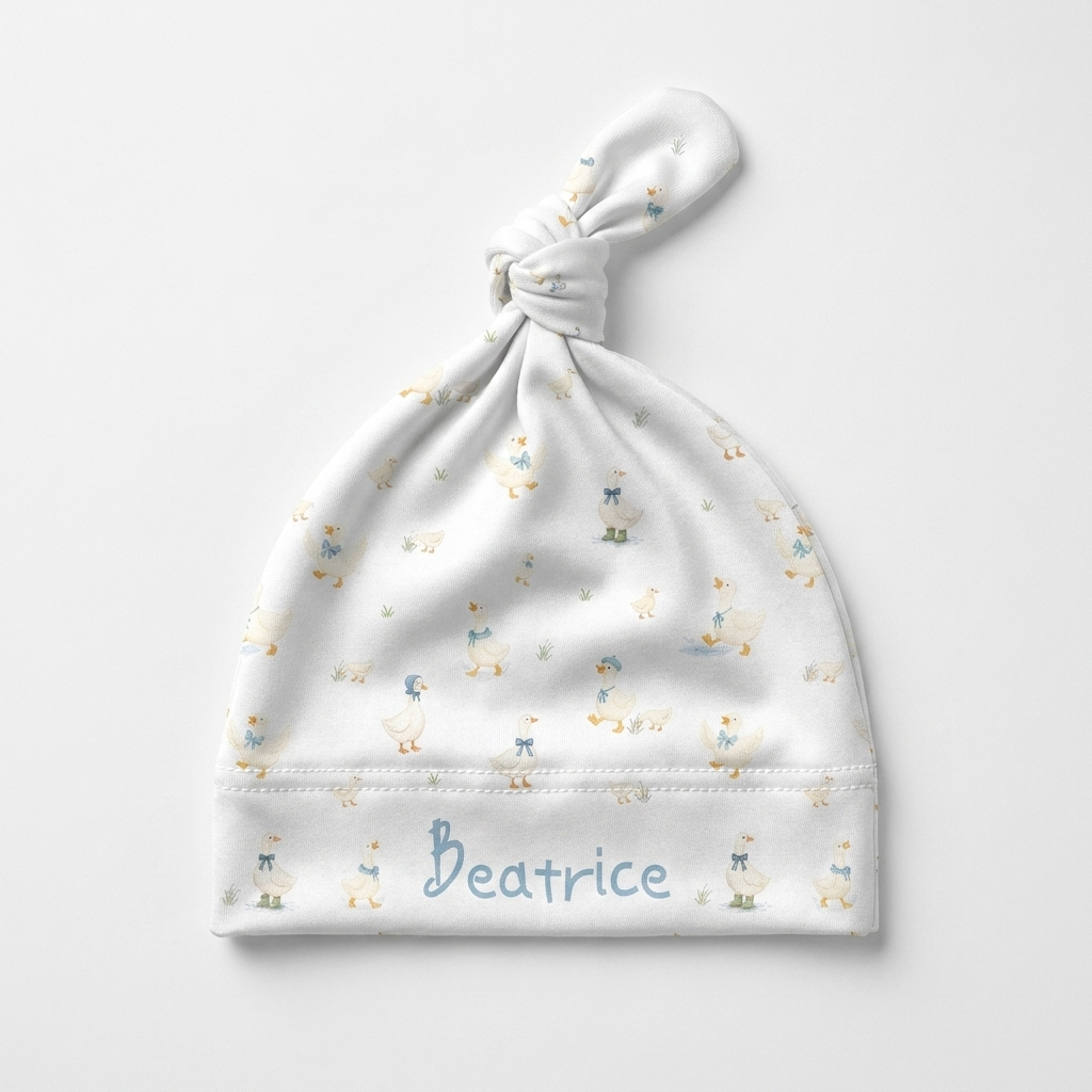 Personalized Knotted Hat in Silly Goose