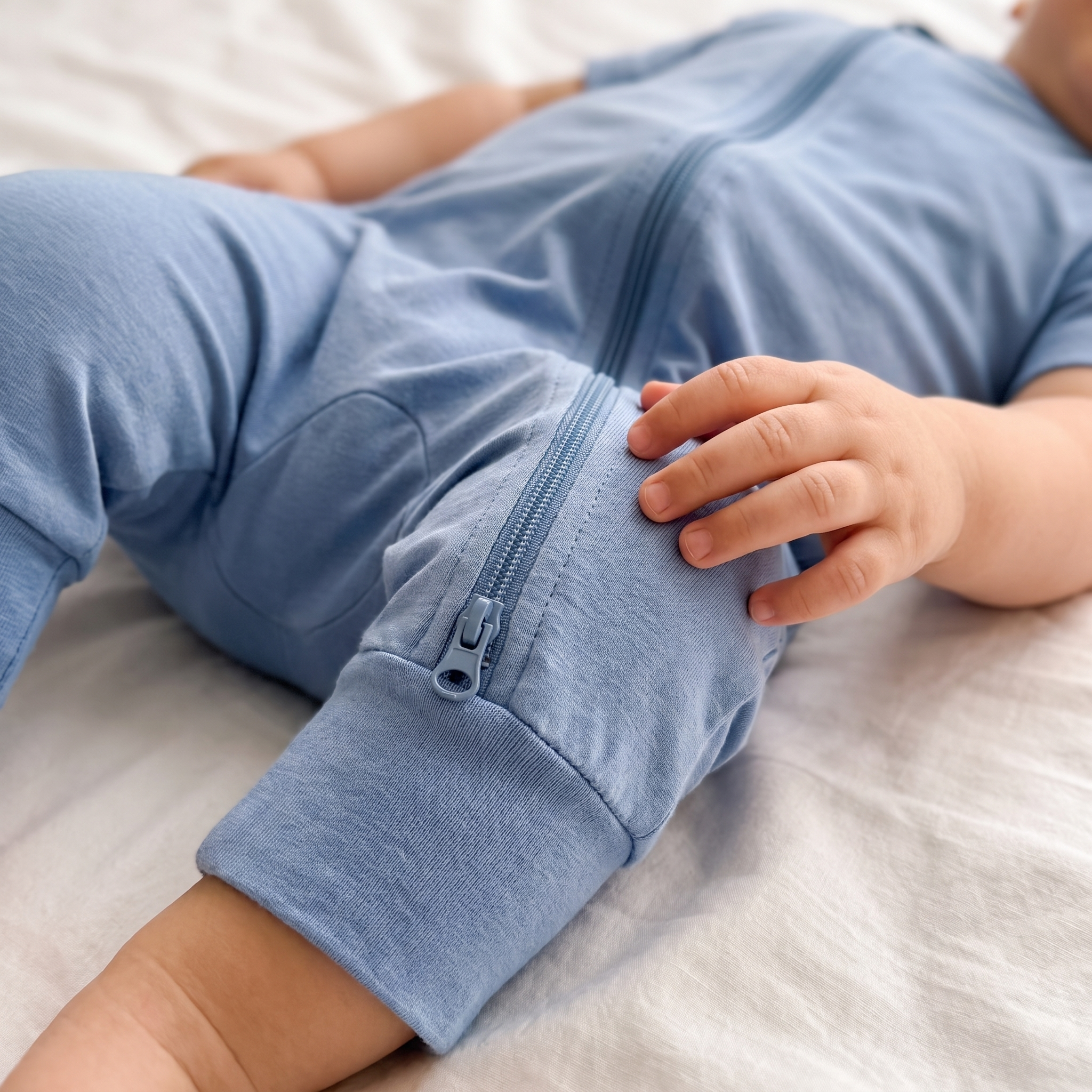 Shirt Zipper Romper in Blue