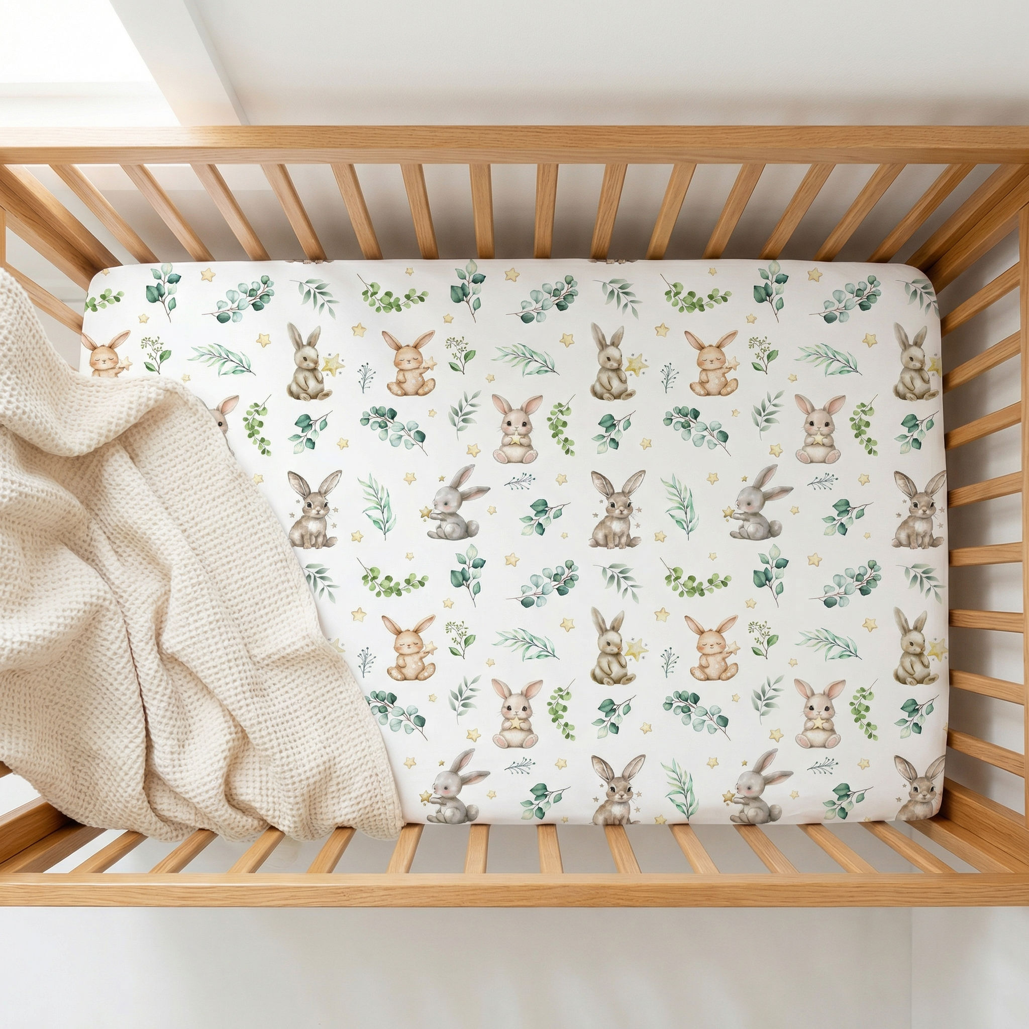 Crib Sheet in Bunny Garden