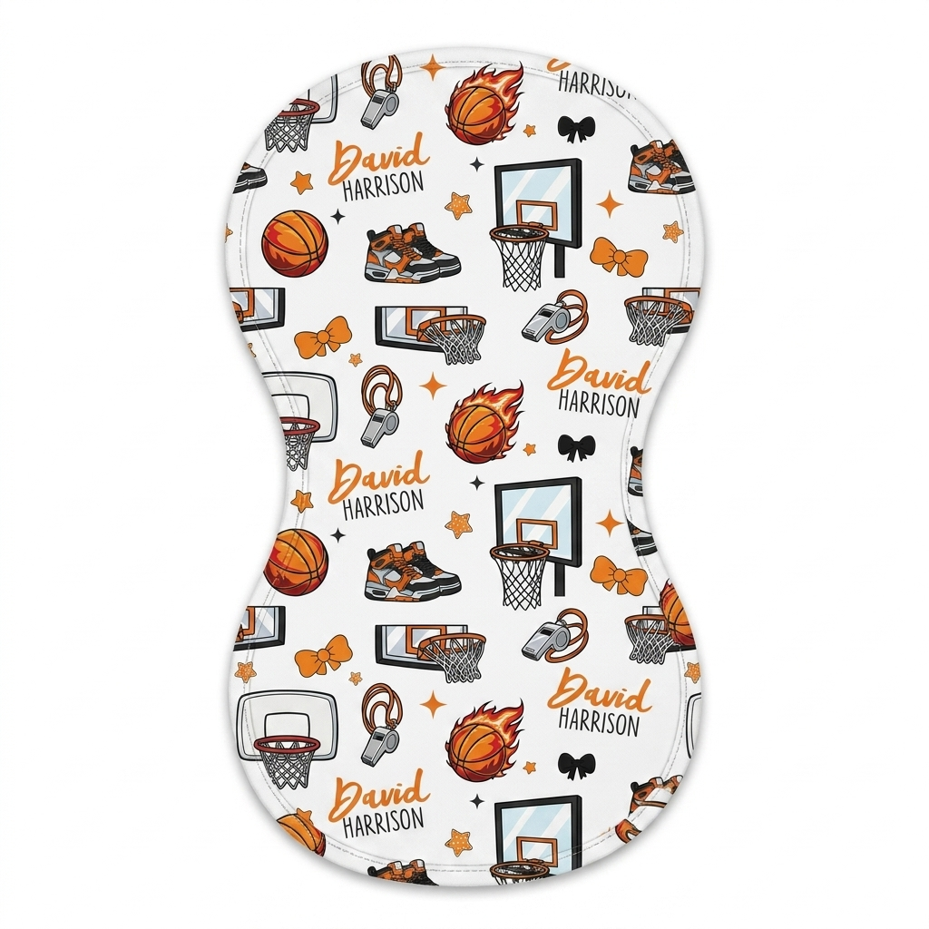 Personalized Bib and Burp Cloths in Basketball