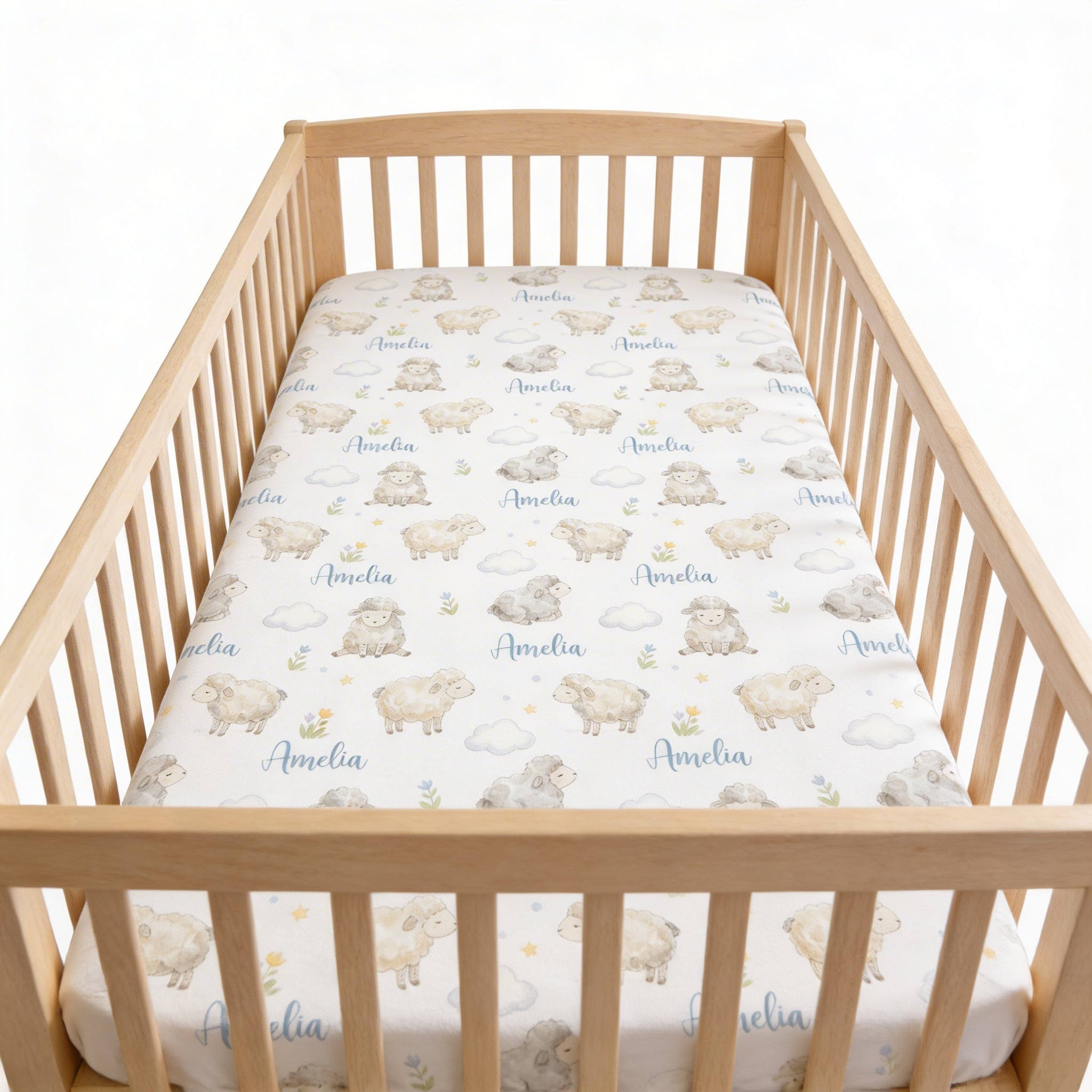 Personalized Crib Sheet in Lamb
