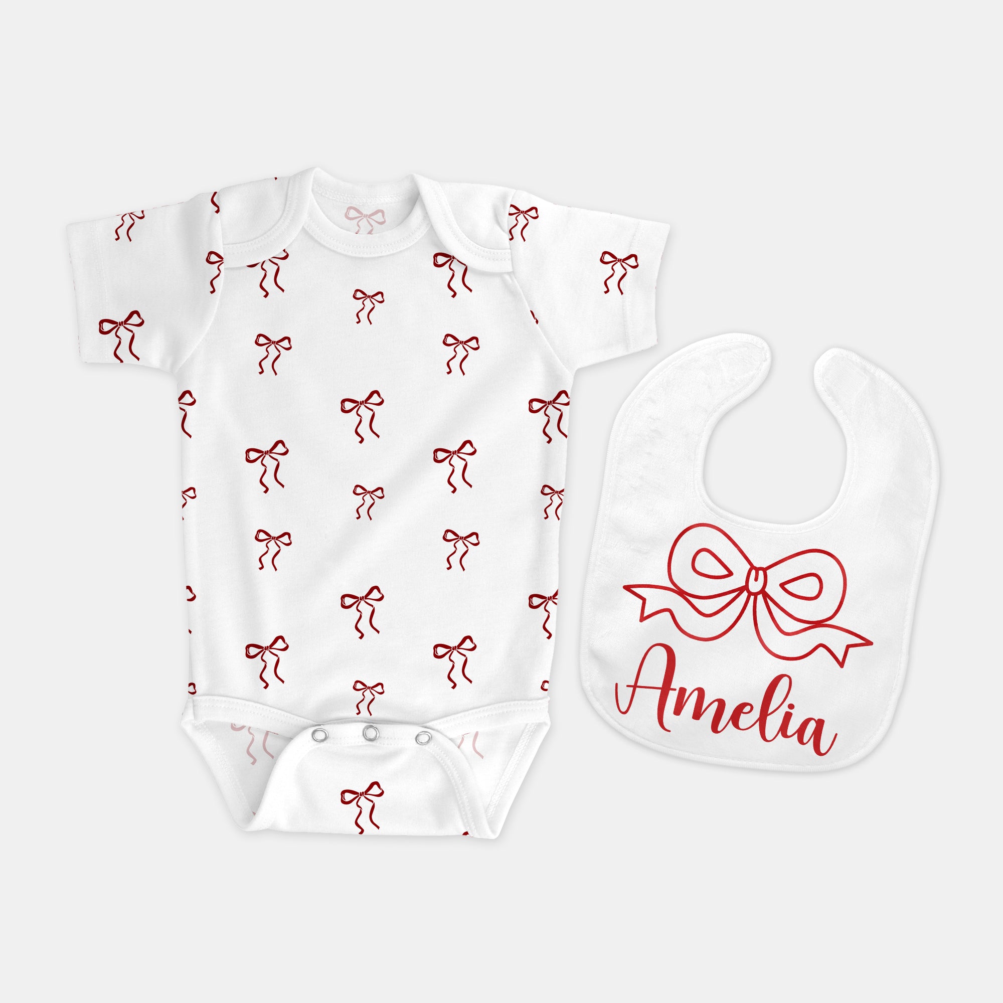 Personalized Bib in Coquette Ribbon