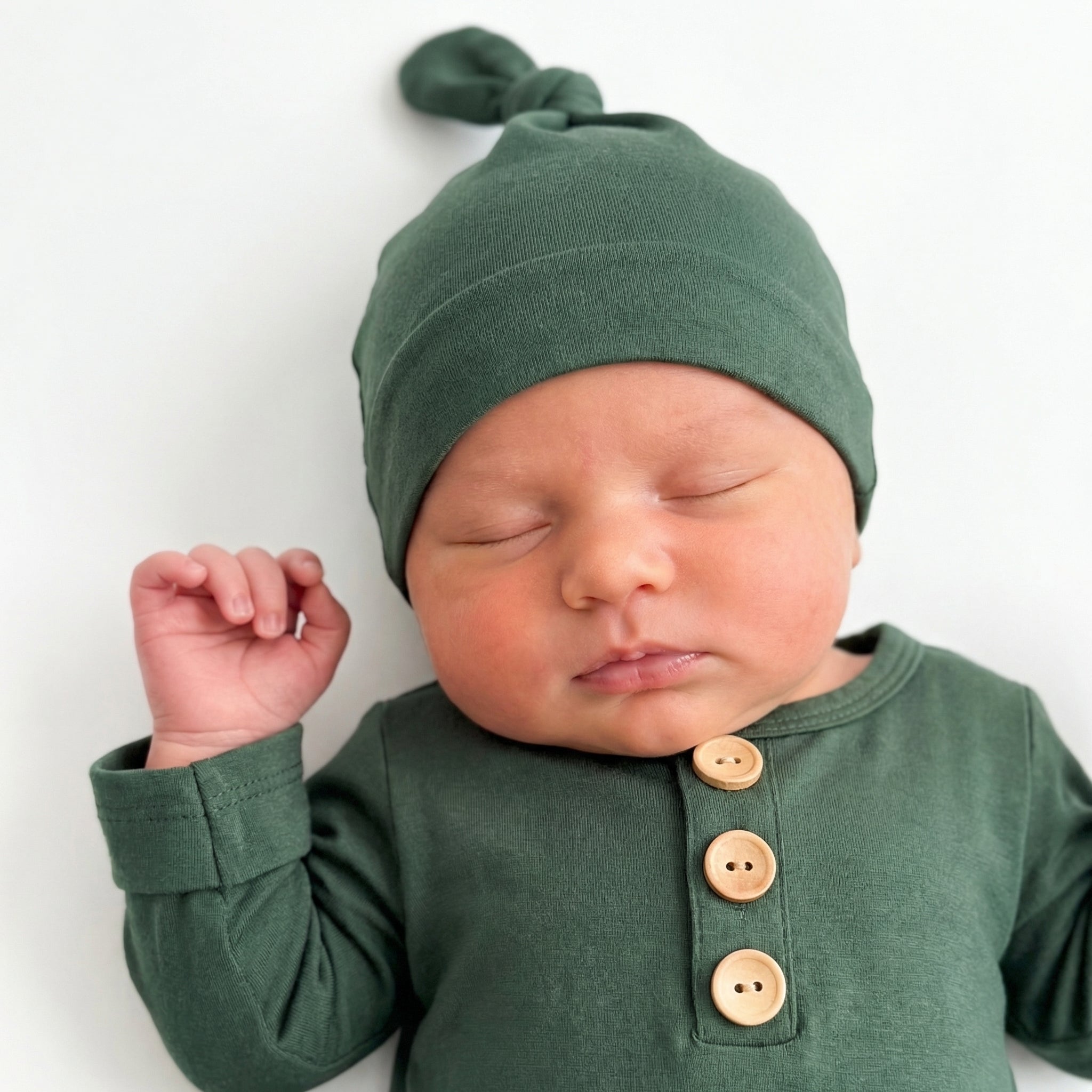Knotted Gown with Hat in Army Green