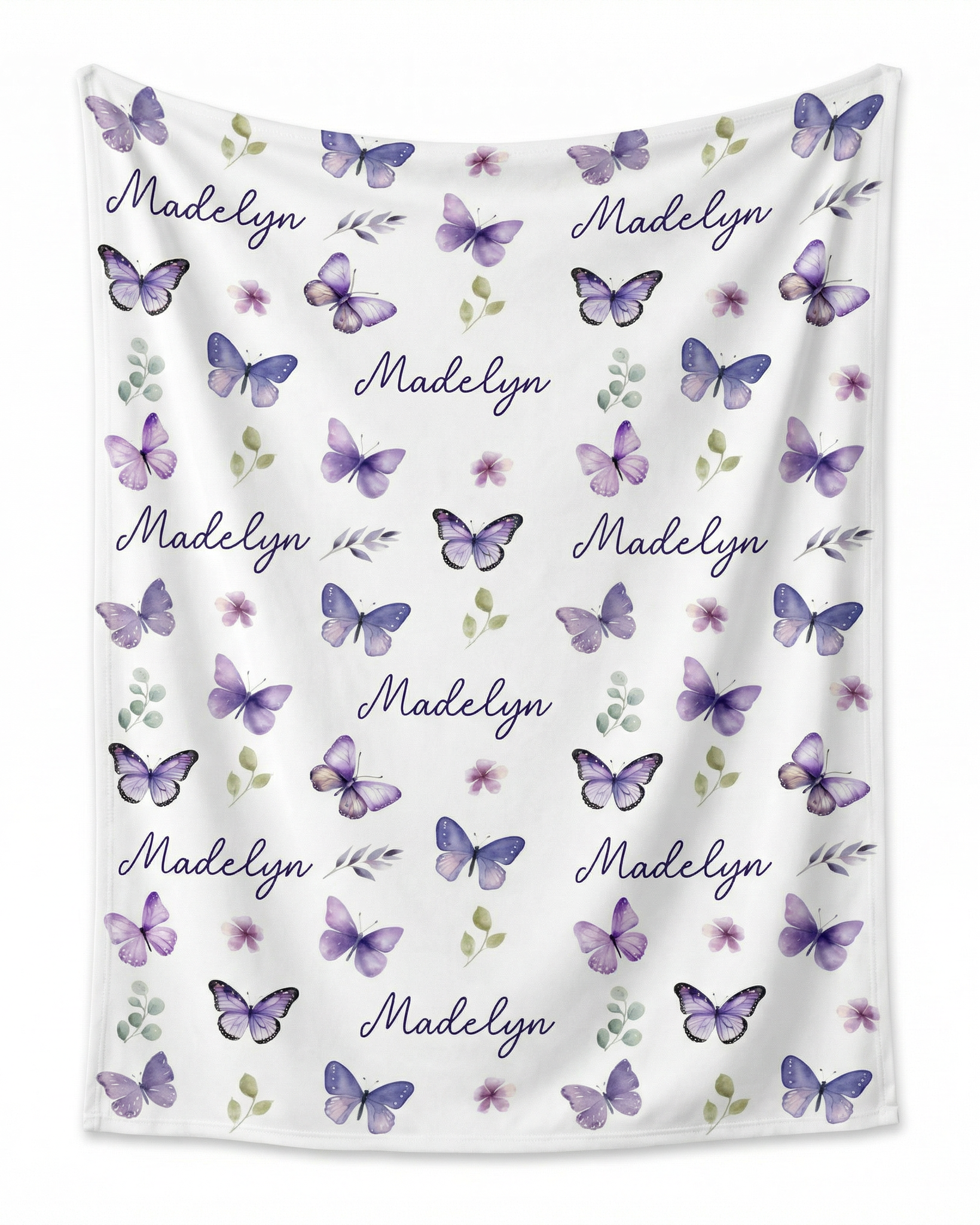 Personalized Swaddle in Purple Butterfly