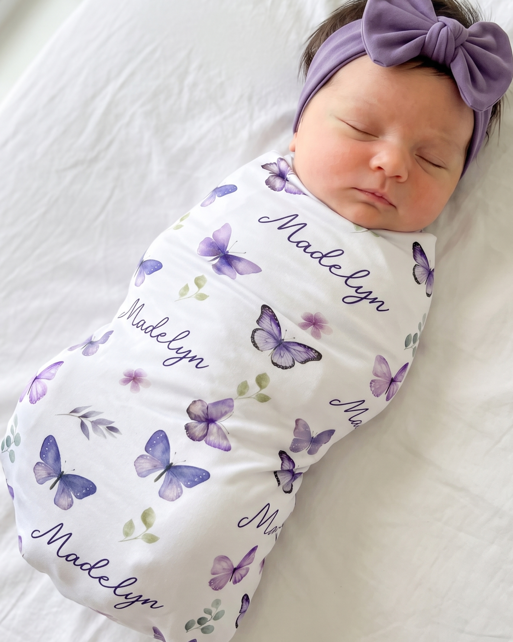 Personalized Swaddle in Purple Butterfly