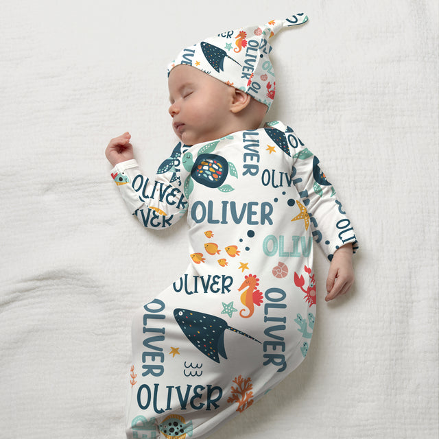 Personalized Sleep Gown in Ocean Animals