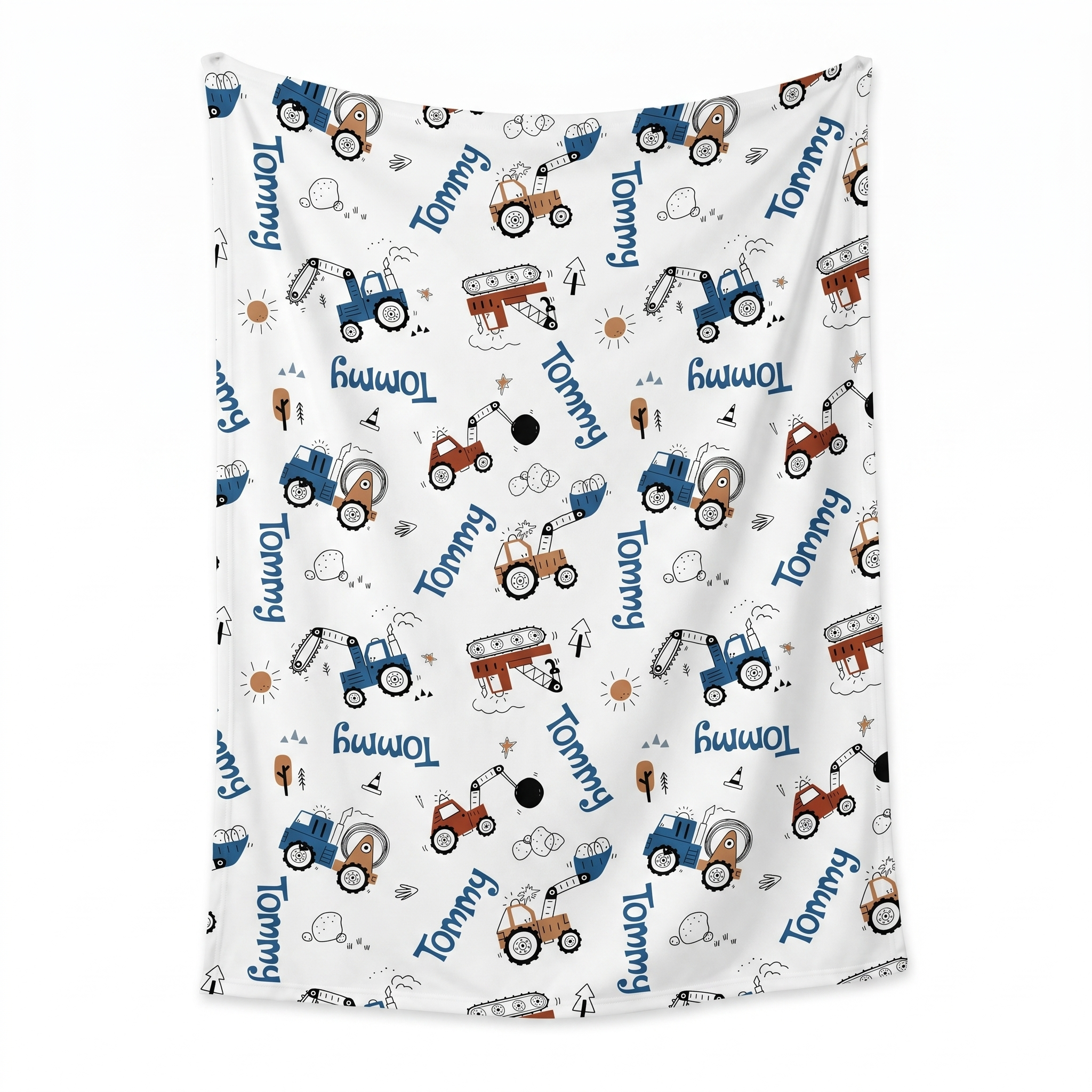Personalized Swaddle in Construction Vehicle