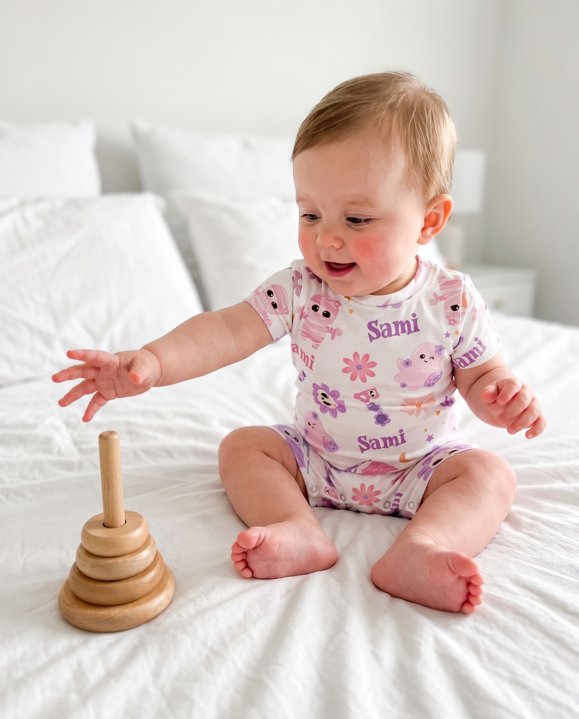 Personalized Snap Romper in Blush Boo