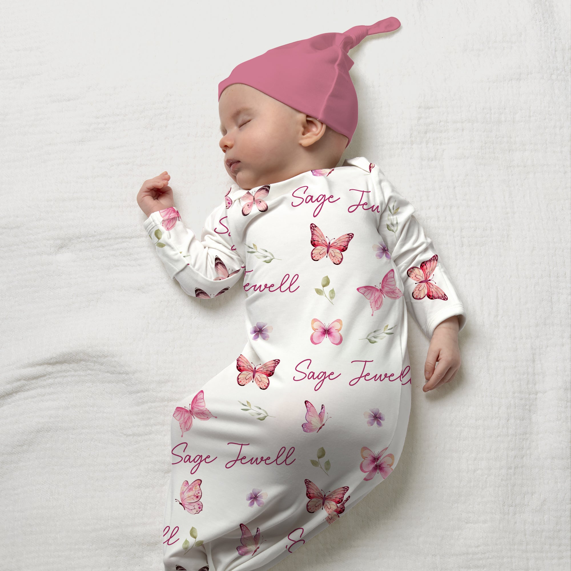 Personalized Sleep Gown in Pink Butterfly