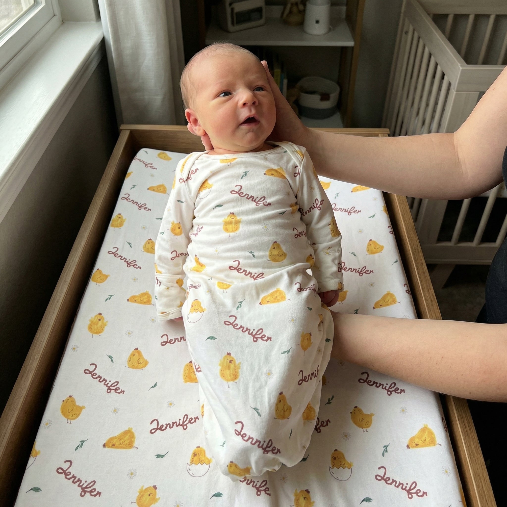 Personalized Changing Pad Cover in Little Chick