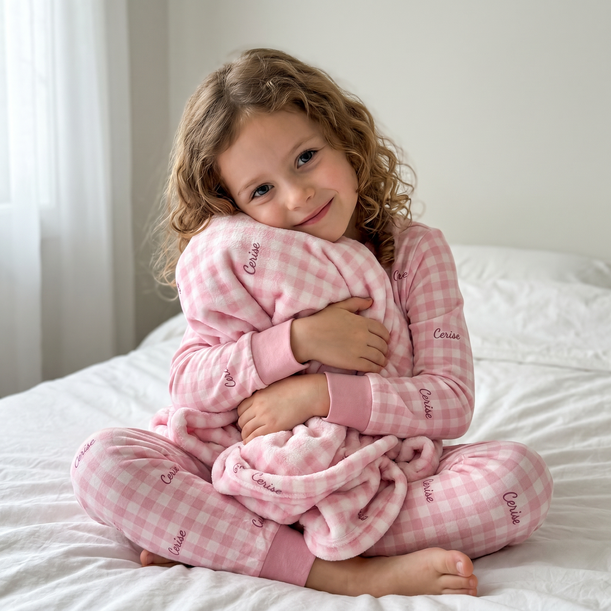 Personalized Blanket in Cherry Blossom Gingham