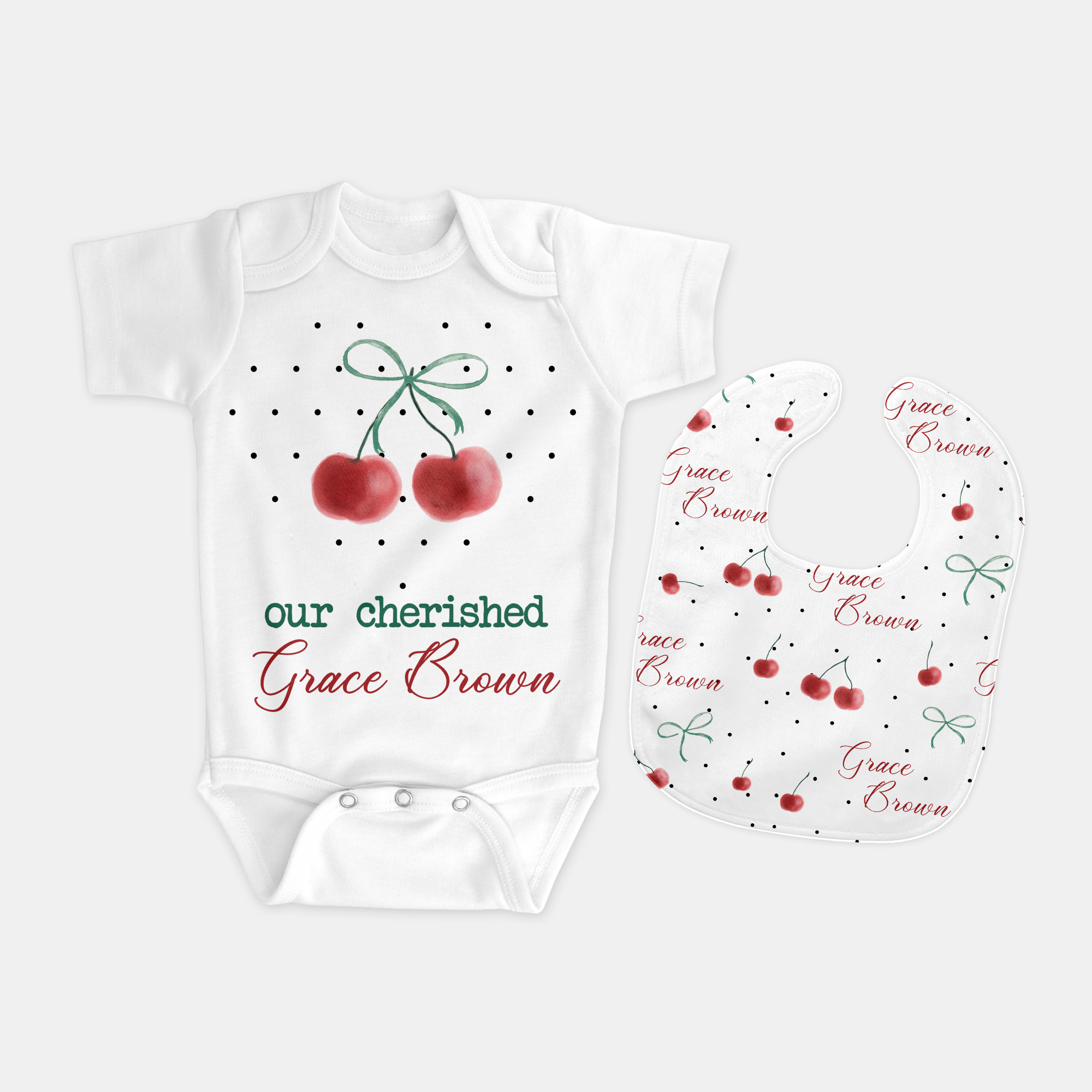 Personalized Bib and Burp Cloth Set in Cherished Baby