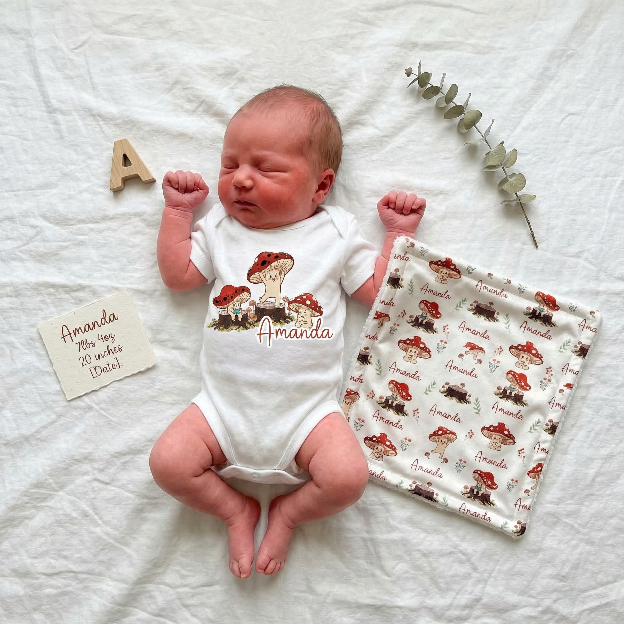 Personalized Mini Lovey in Mushroom