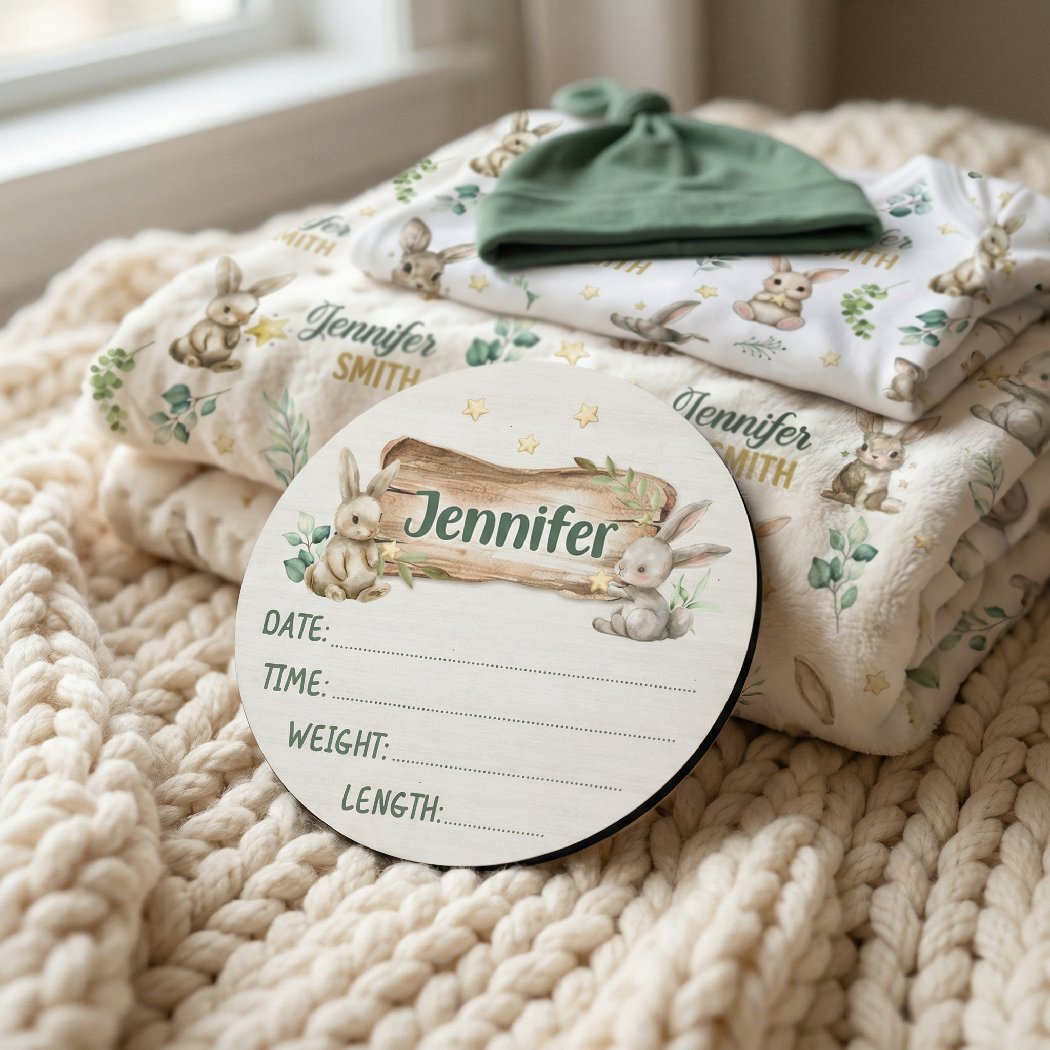 Personalized Wooden Sign in Bunny Garden