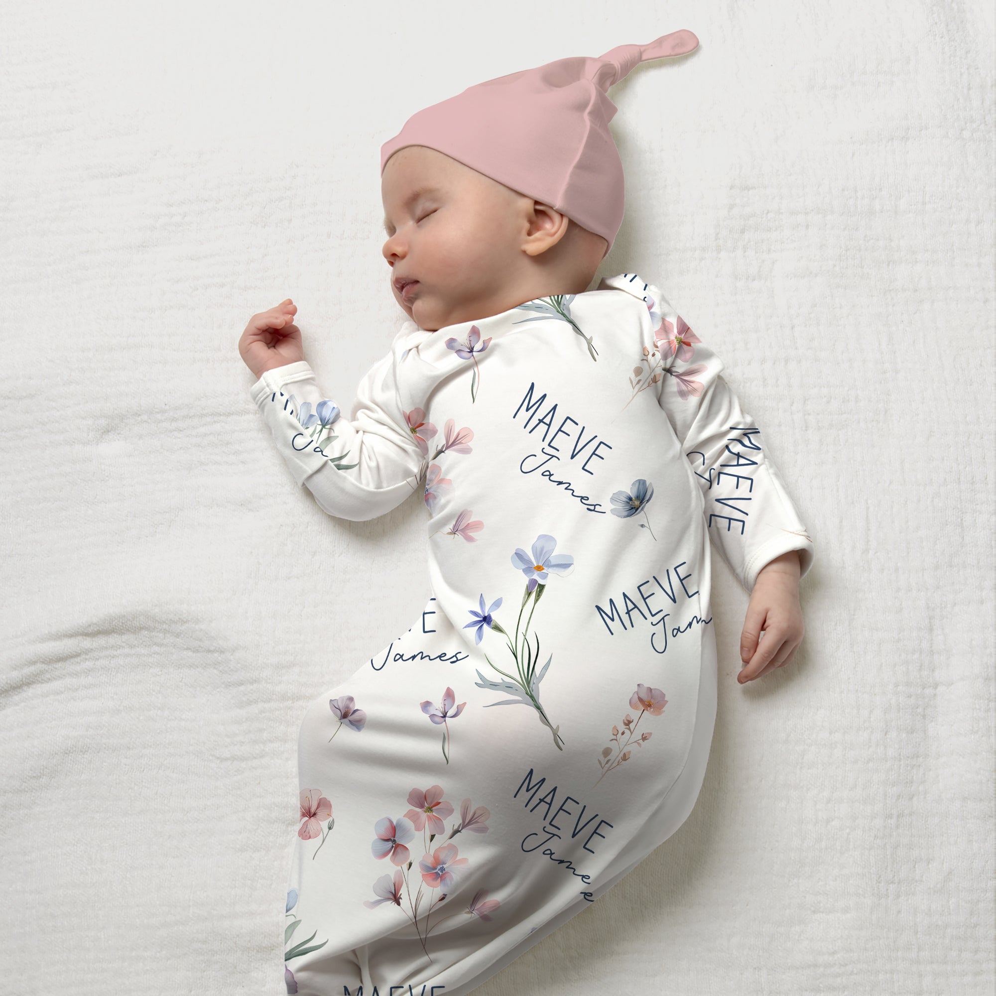 Pretty WildFlower Personalized Newborn Sleep Gown