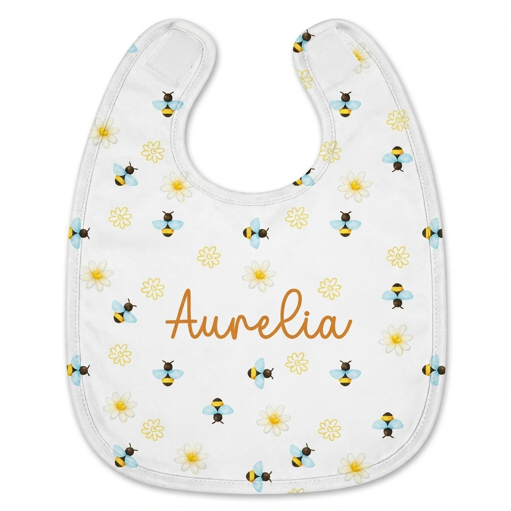 Personalized Bib and Burp Cloths in BeeBee