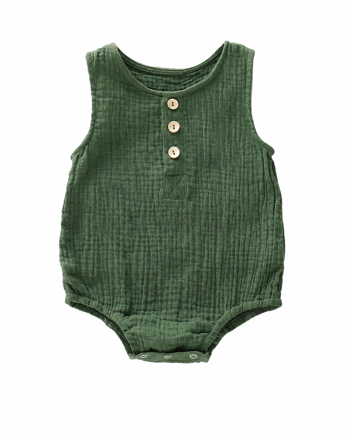 Sleeveless Muslin Bubble Romper in Forest