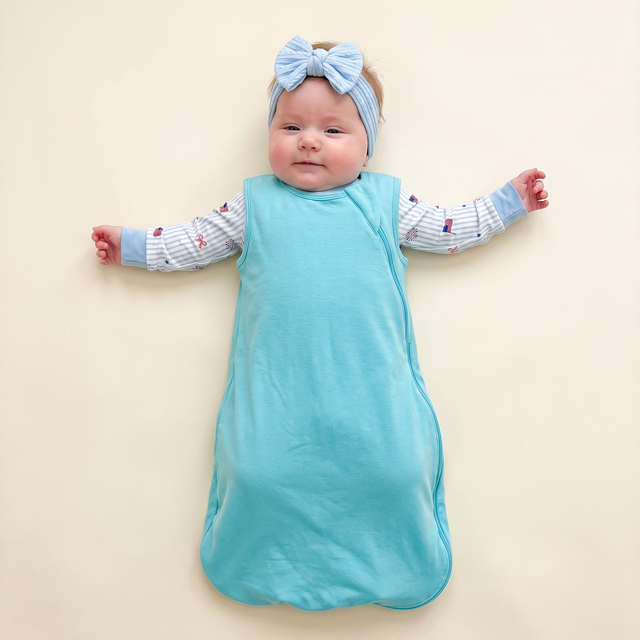 Embroidered Sleep Bag in Lake Blue 1.0 TOG