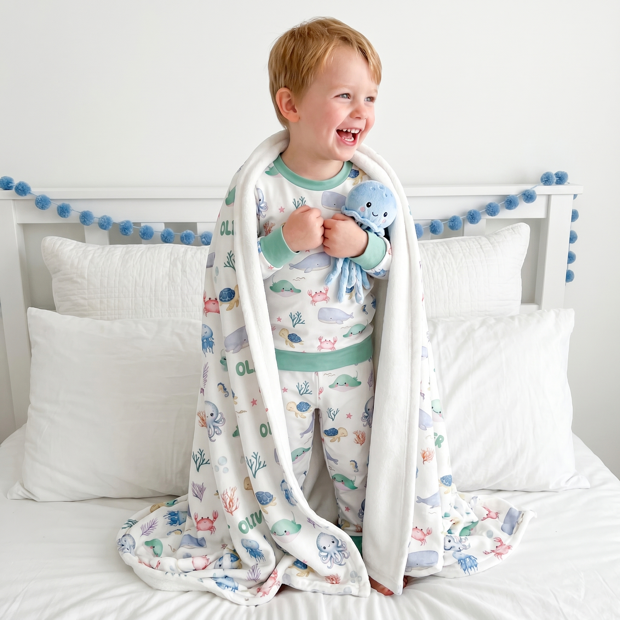 Personalized Blanket in Sea Animals