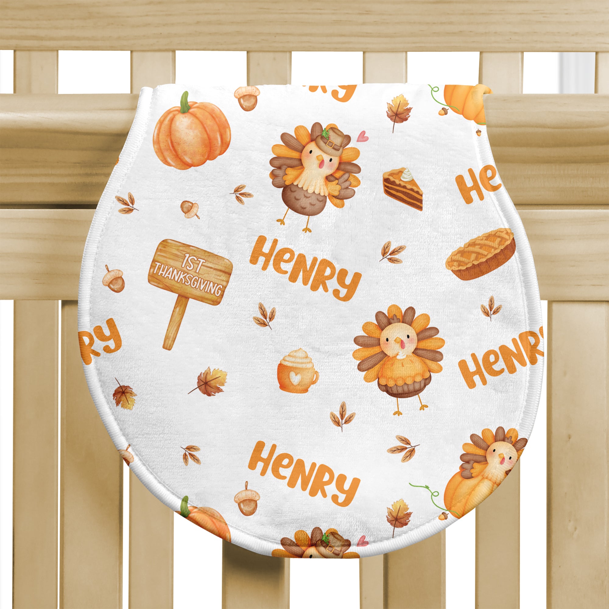 Personalized Bib and Burp Cloth Set in Babe's 1st Thanks Giving