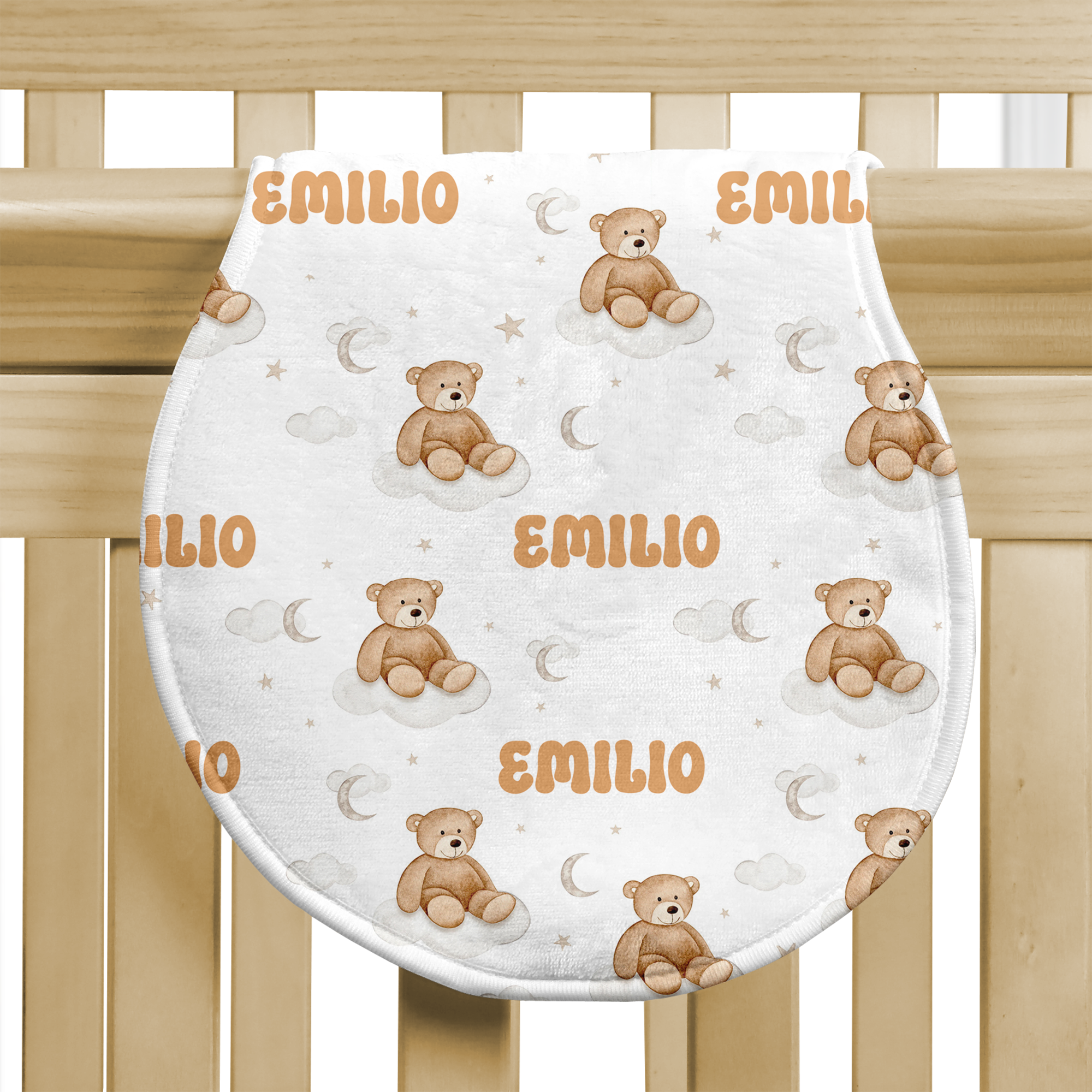 Personalized Bib and Burp Cloth Set in Teddy Bear